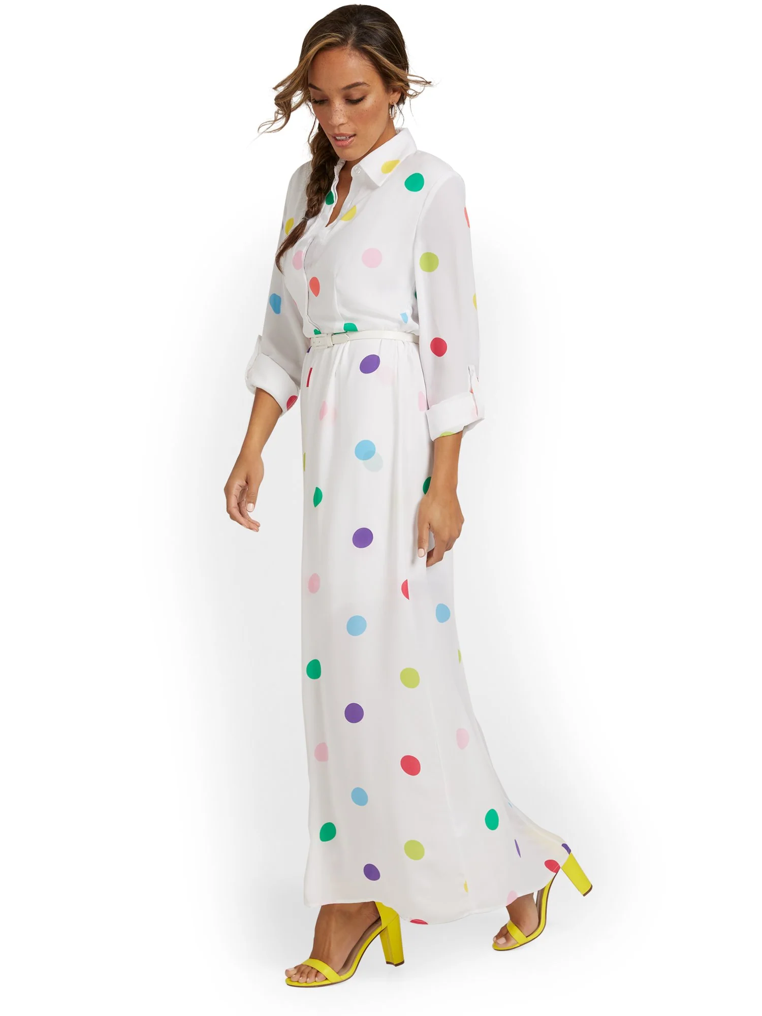 Polka-Dot Maxi Shirtdress - Image 4