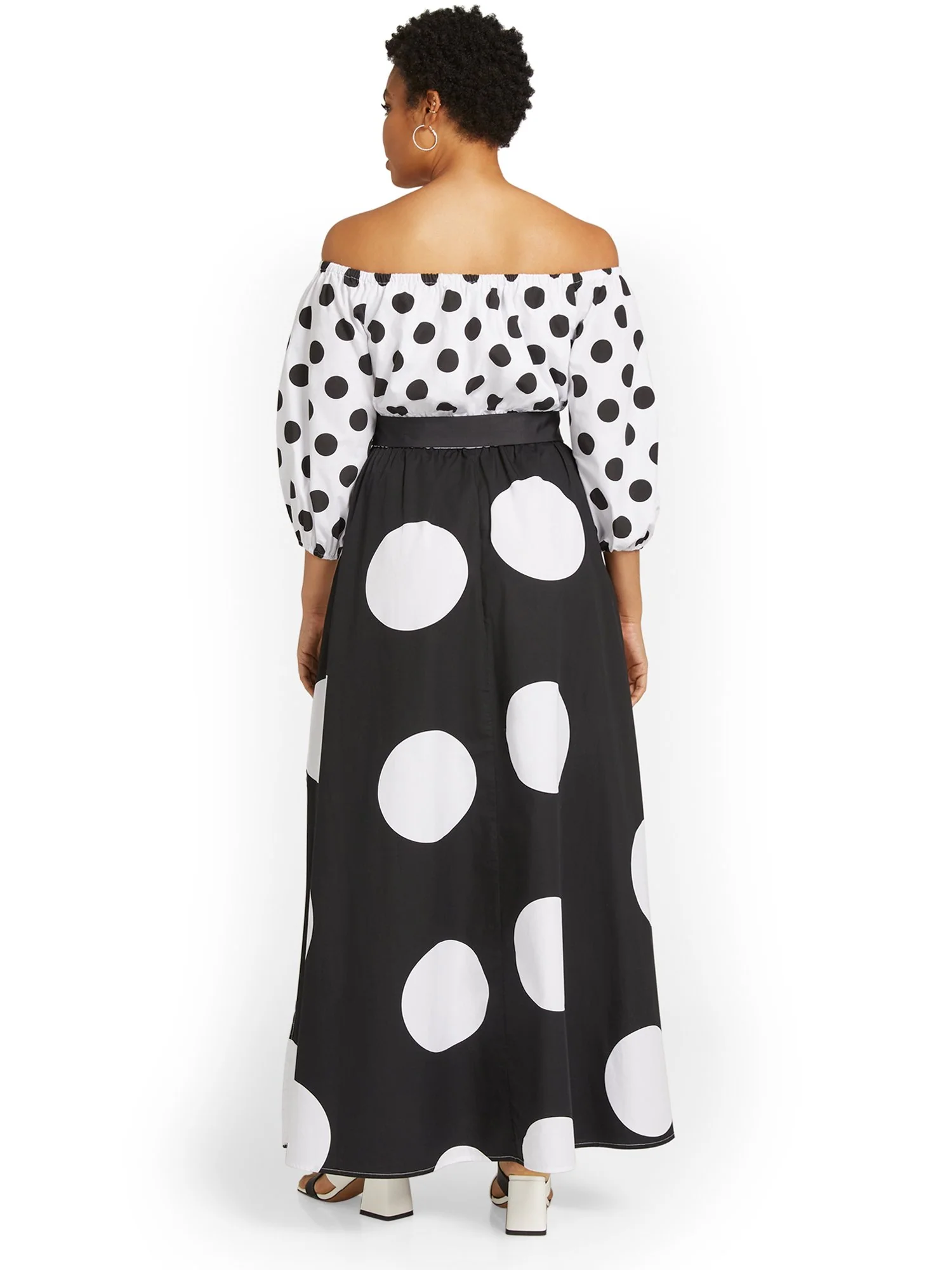 Polka-Dot Off-The-Shoulder Maxi Dress - Image 3