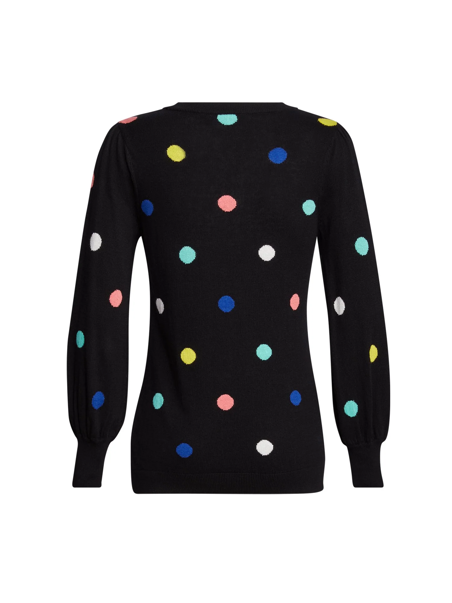 Polka-Dot Puff-Sleeve Crewneck Sweater - Image 4