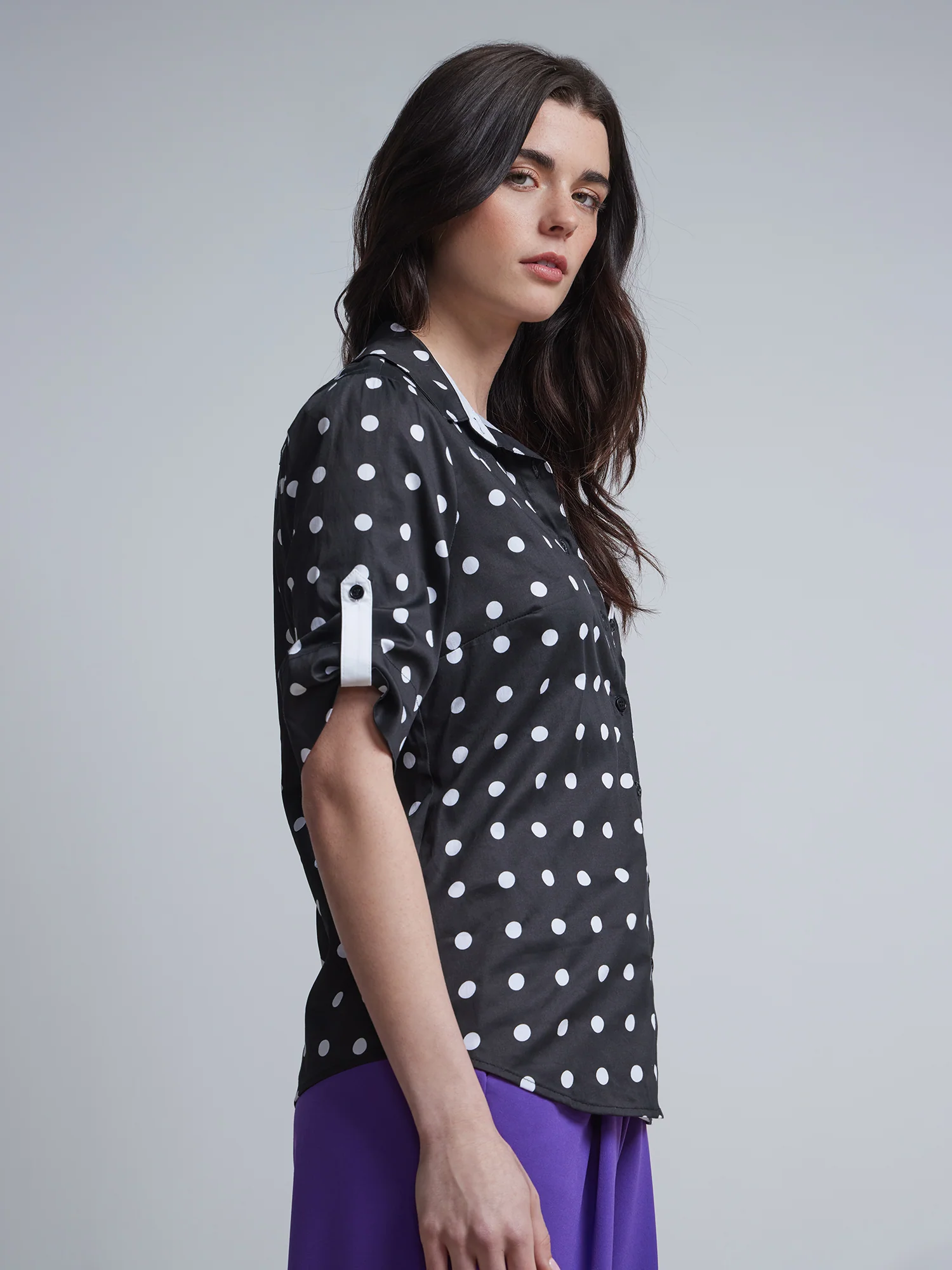 Polka-Dot Short-Sleeve Button-Front - NY&C Madison Shirt® - Image 2