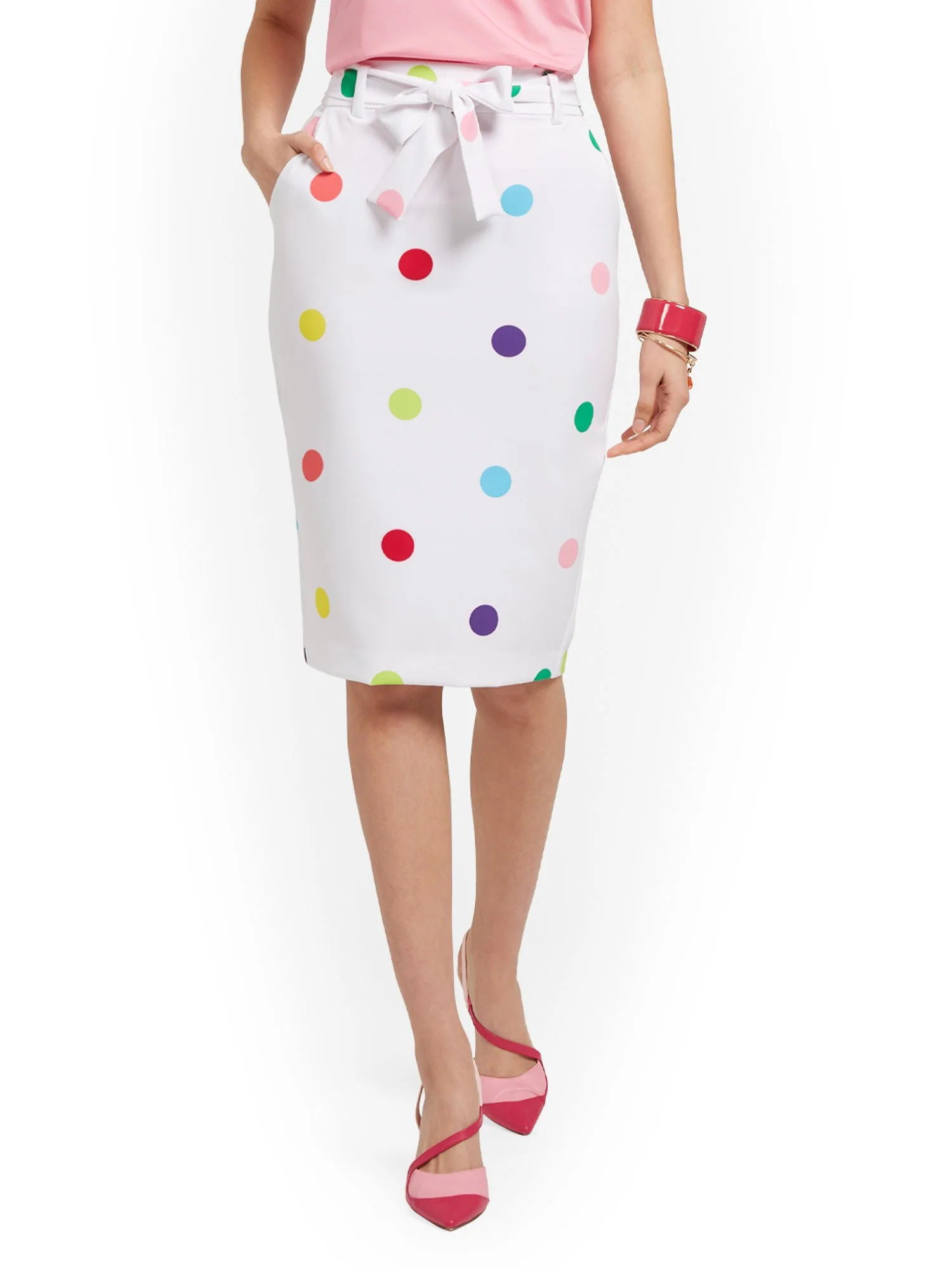 Polka-Dot Tie-Waist Pencil Skirt - Image 2