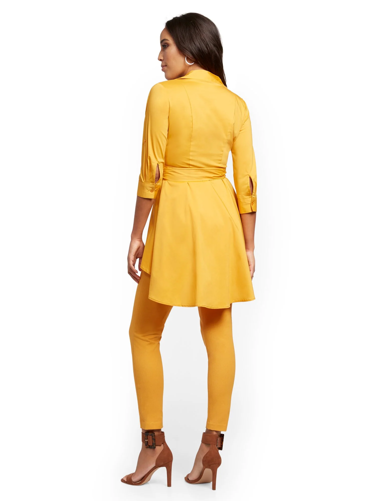 Poplin Belted Hi-Lo Shirt - 7th Avenue - Image 3