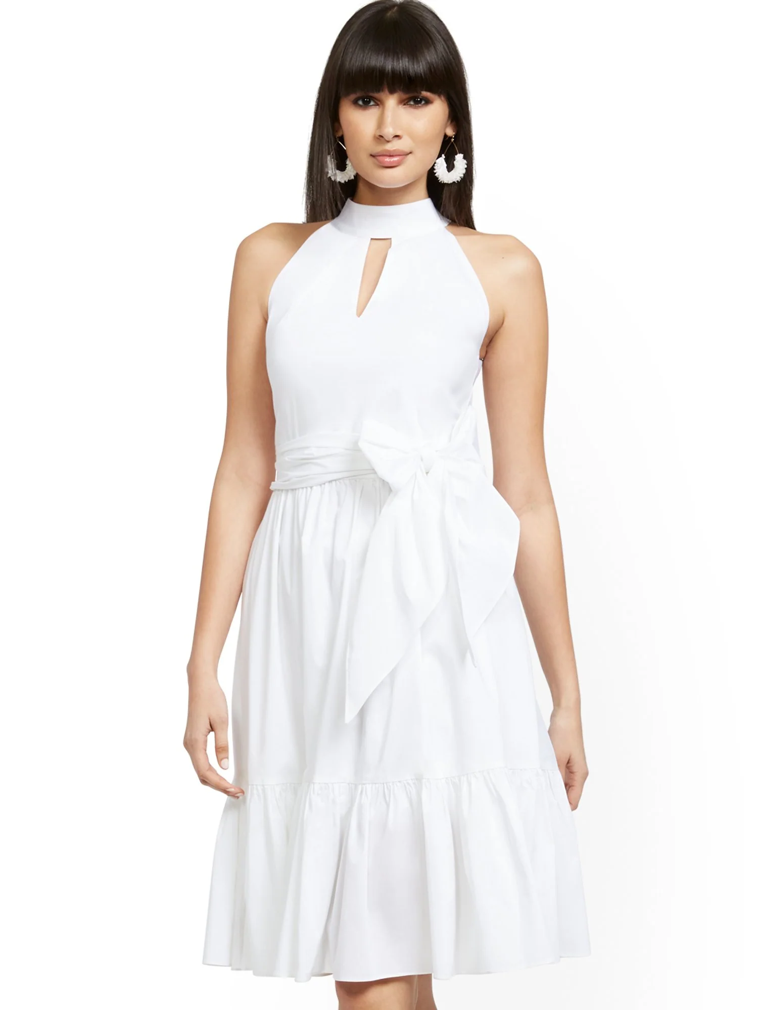 Poplin Bow-Accent Dress