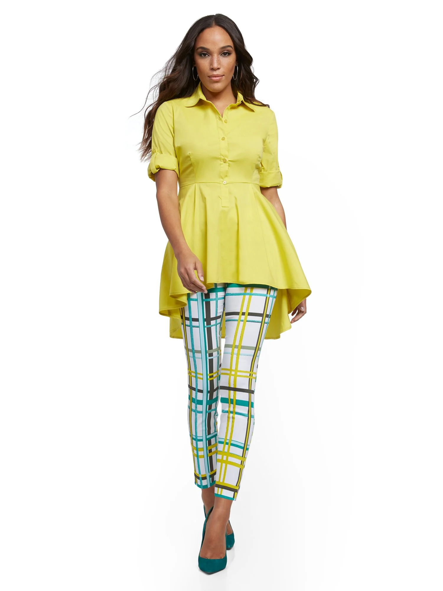 Poplin Peplum-Hem Tunic Shirt - Image 10