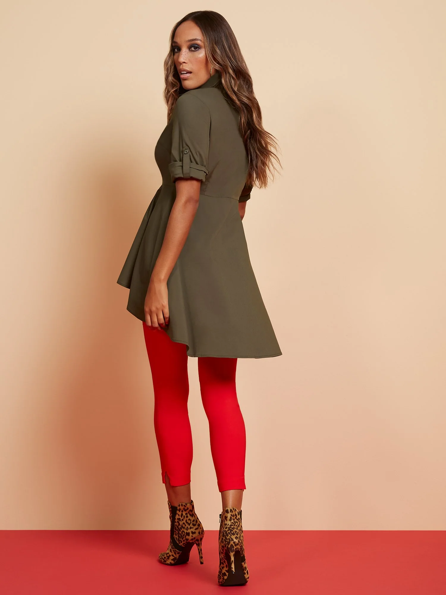 Poplin Peplum-Hem Tunic Shirt - Image 14