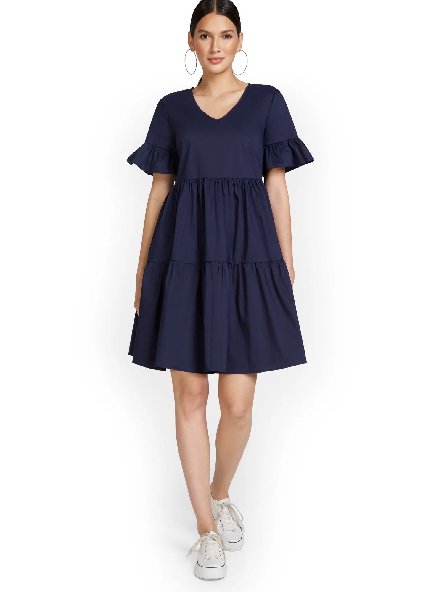Poplin Ruffle-Sleeve Dress - Image 2