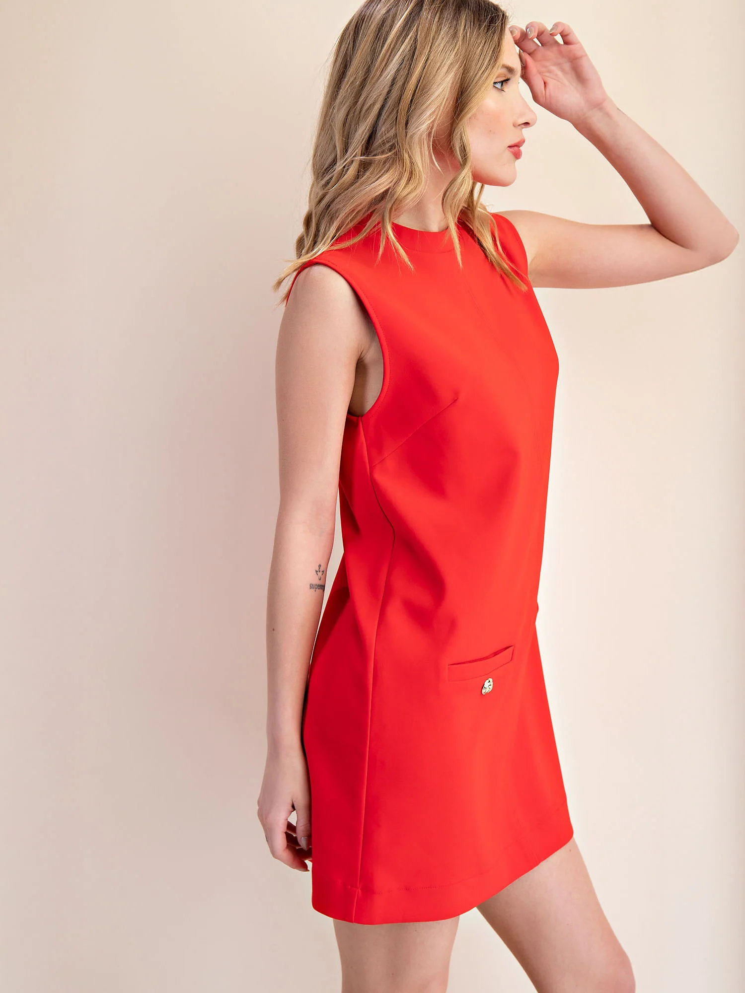 Poppy Sleeveless Two Pocket A Line Sheath Mini Dress - Image 5