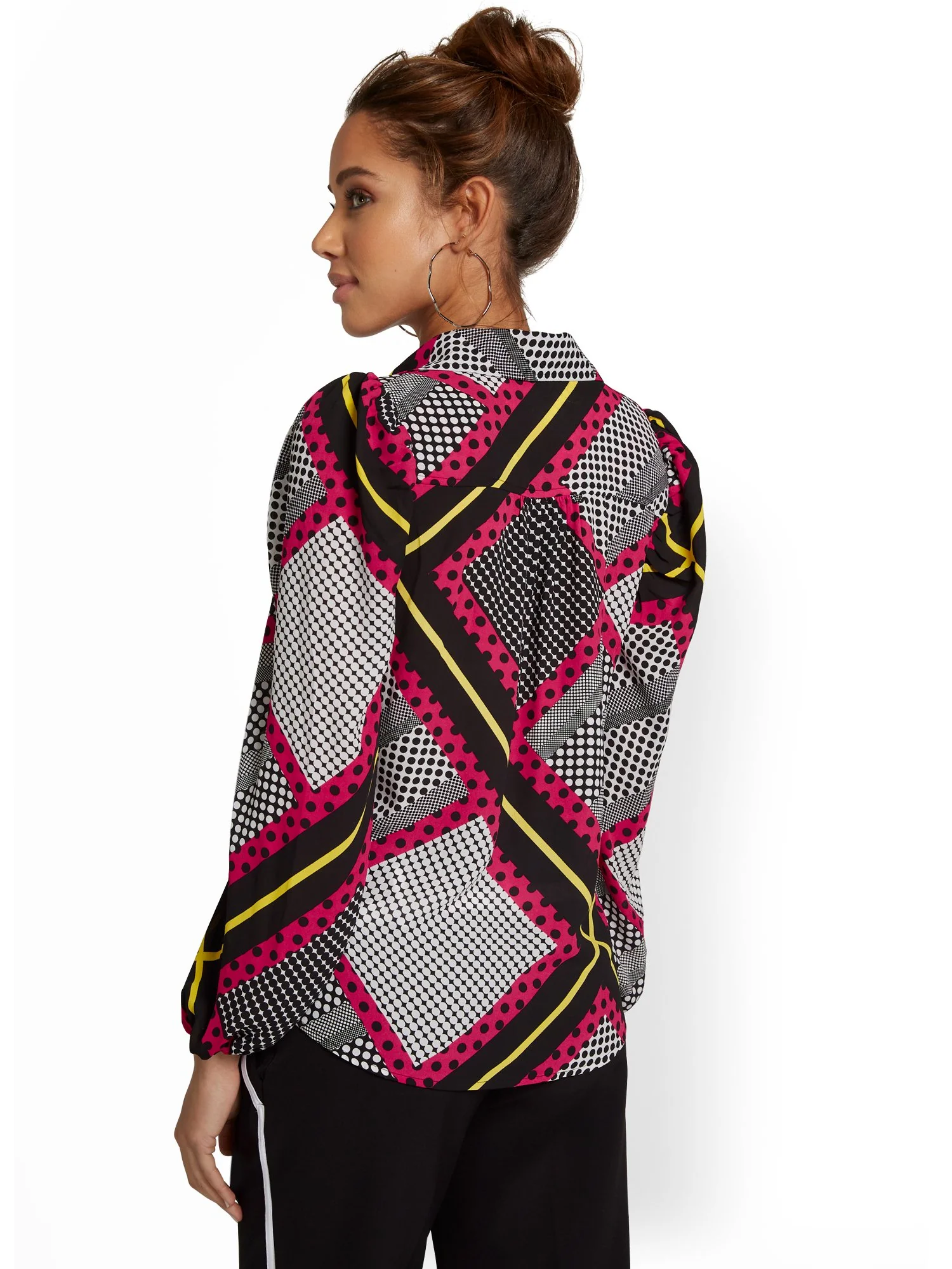 Printed Button-Front Blouse - Image 3