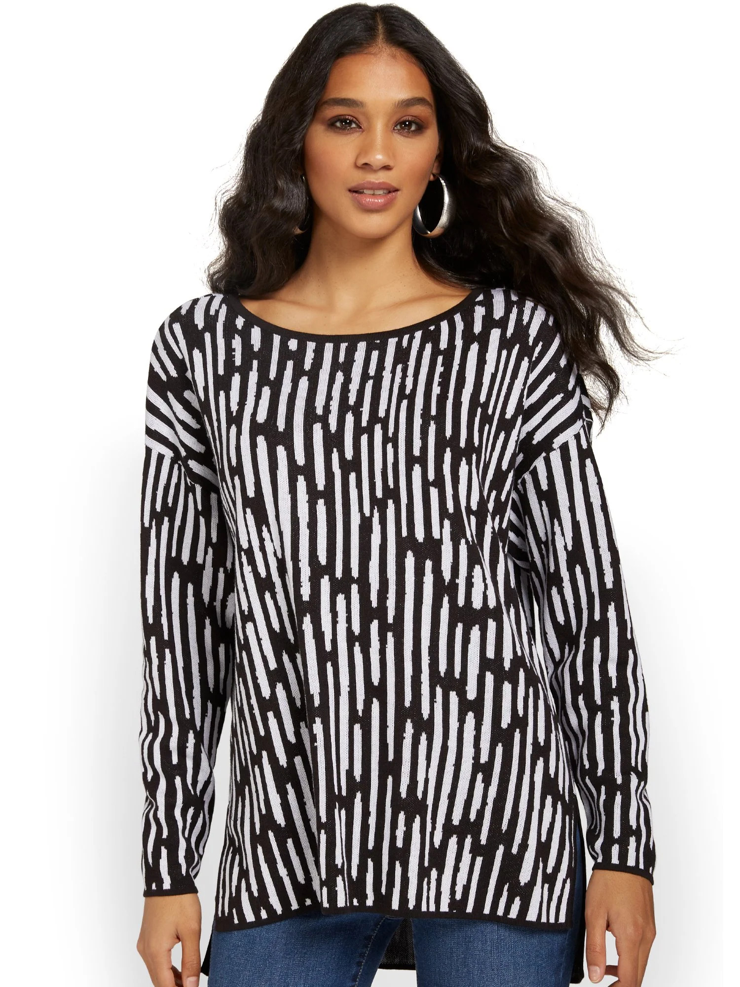 Printed Dolman Tunic Sweater - Image 2