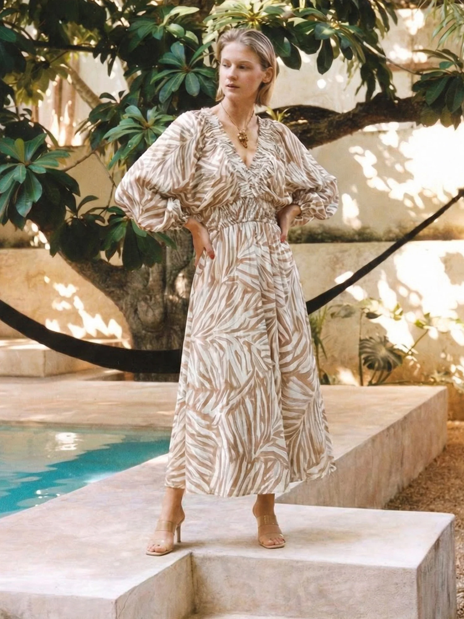 Printed Loose Fit Midi Dress - Image 7