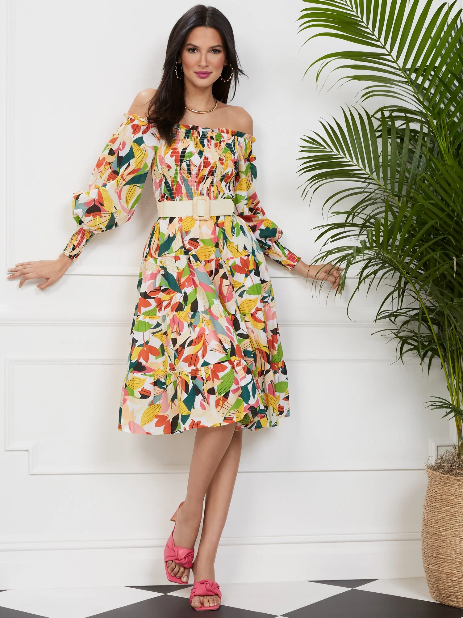 Printed Midi Smock Dress - Image 4