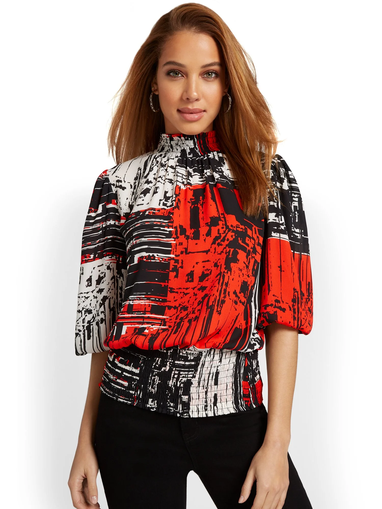 Printed Mock-Neck Top - Image 2