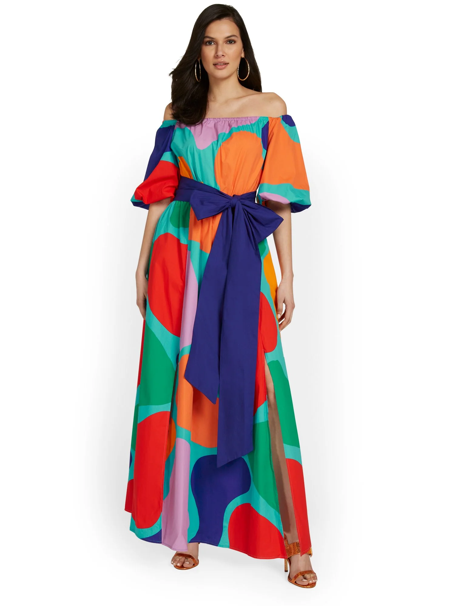 Printed Off-The-Shoulder Poplin Maxi Dress - Image 2