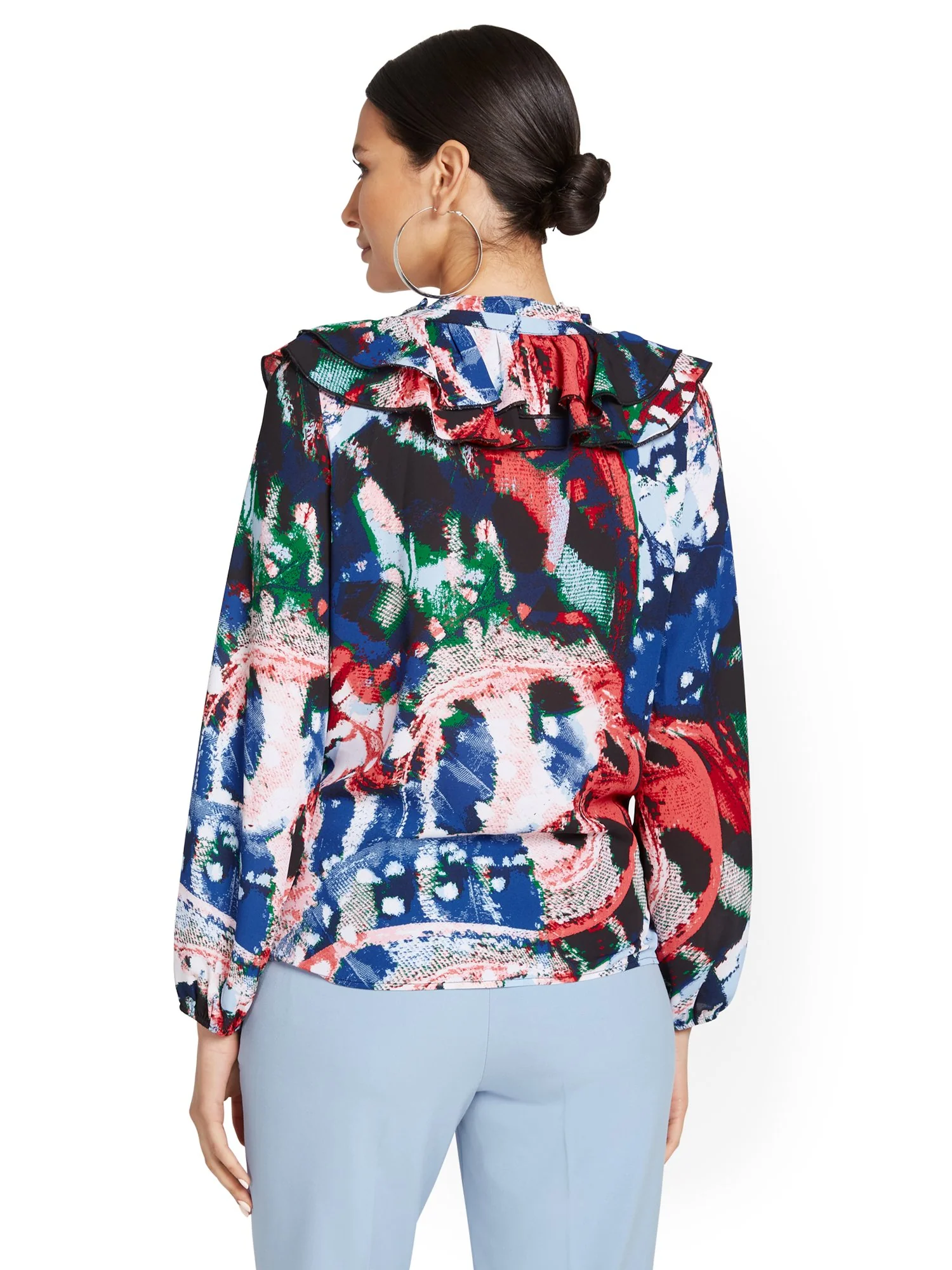 Printed Ruffle-Front Blouse - Image 3