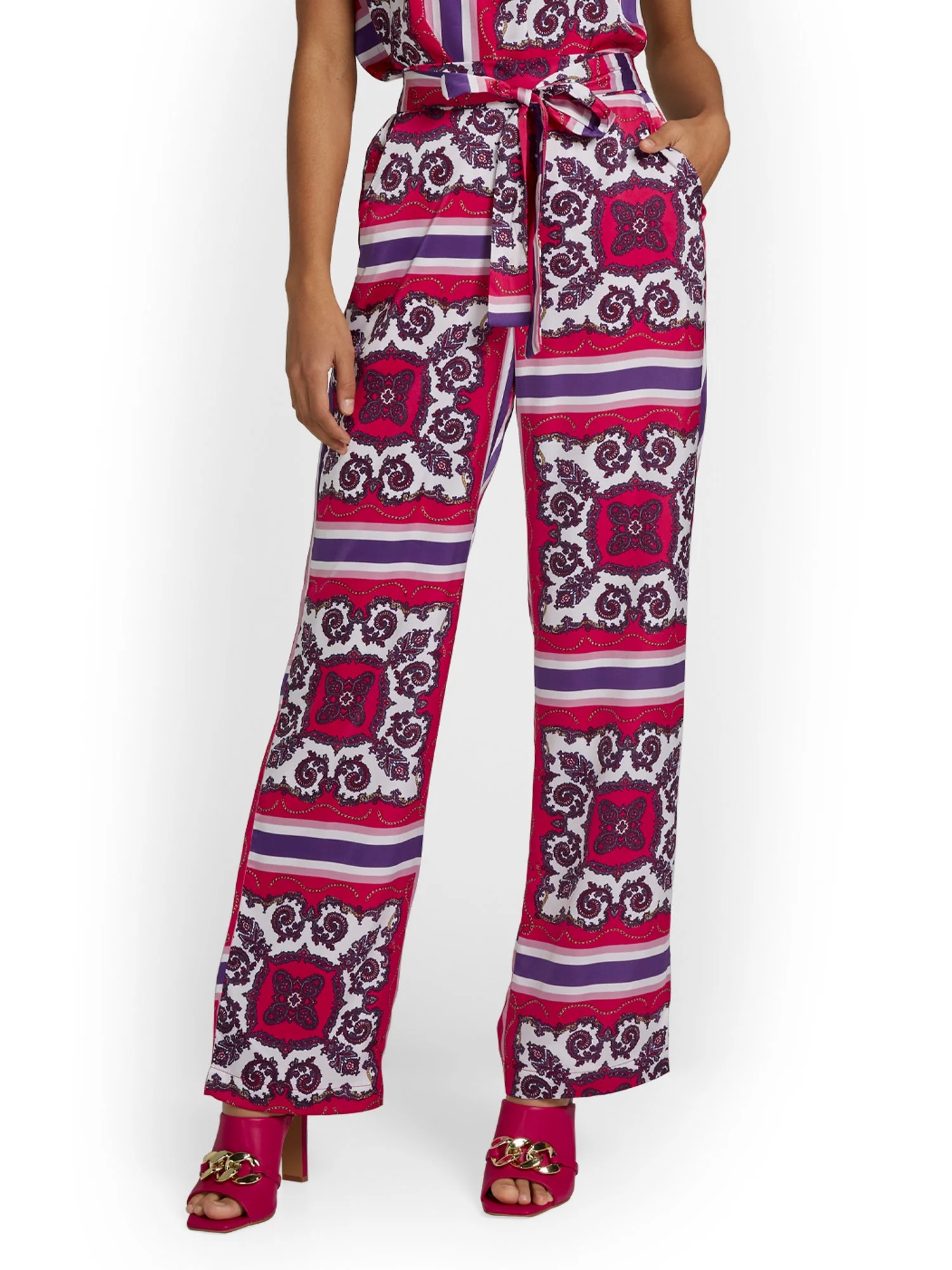 Printed Tie-Waist Palazzo Pant