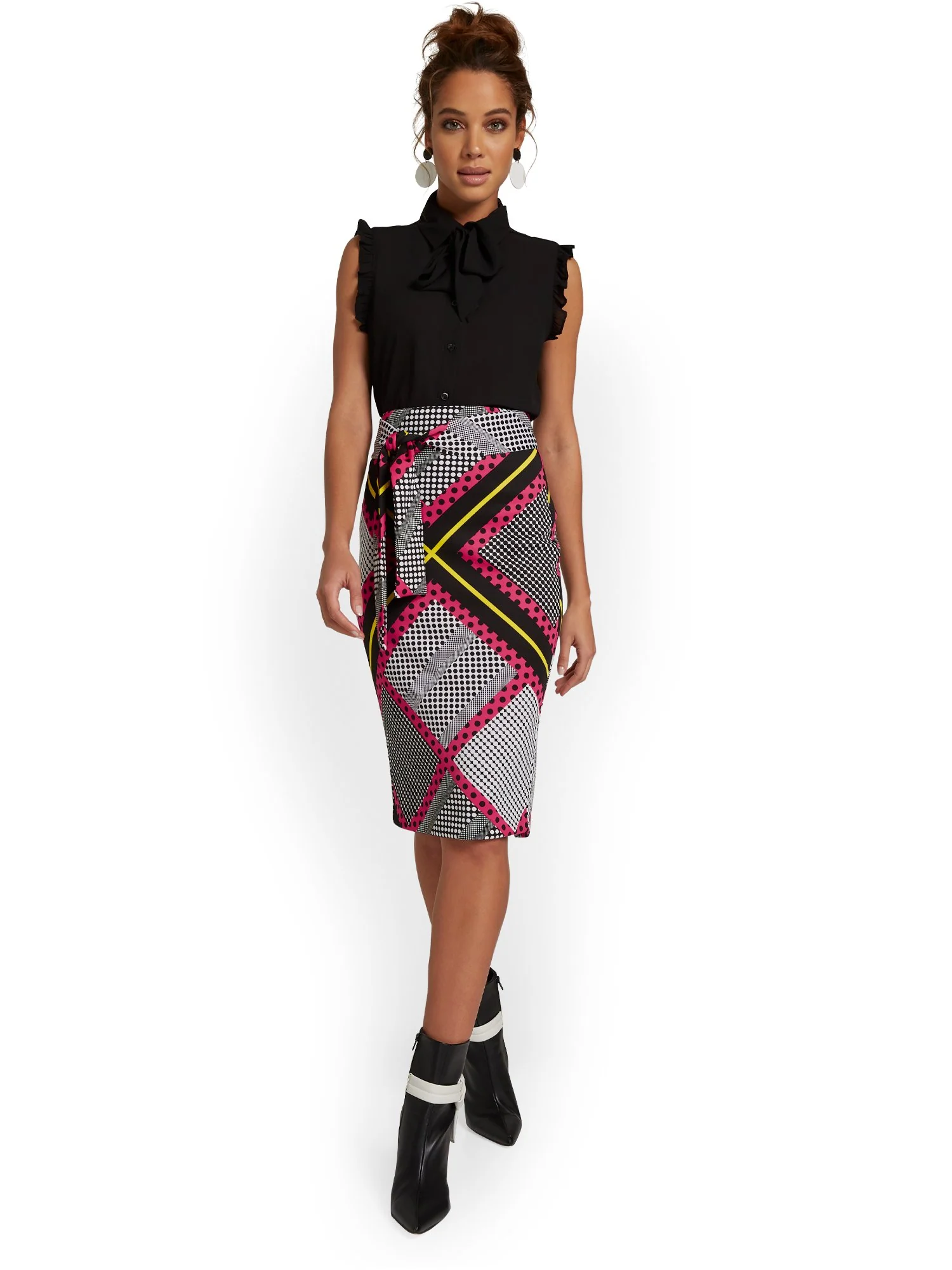 Printed Tie-Waist Pencil Skirt - Image 4