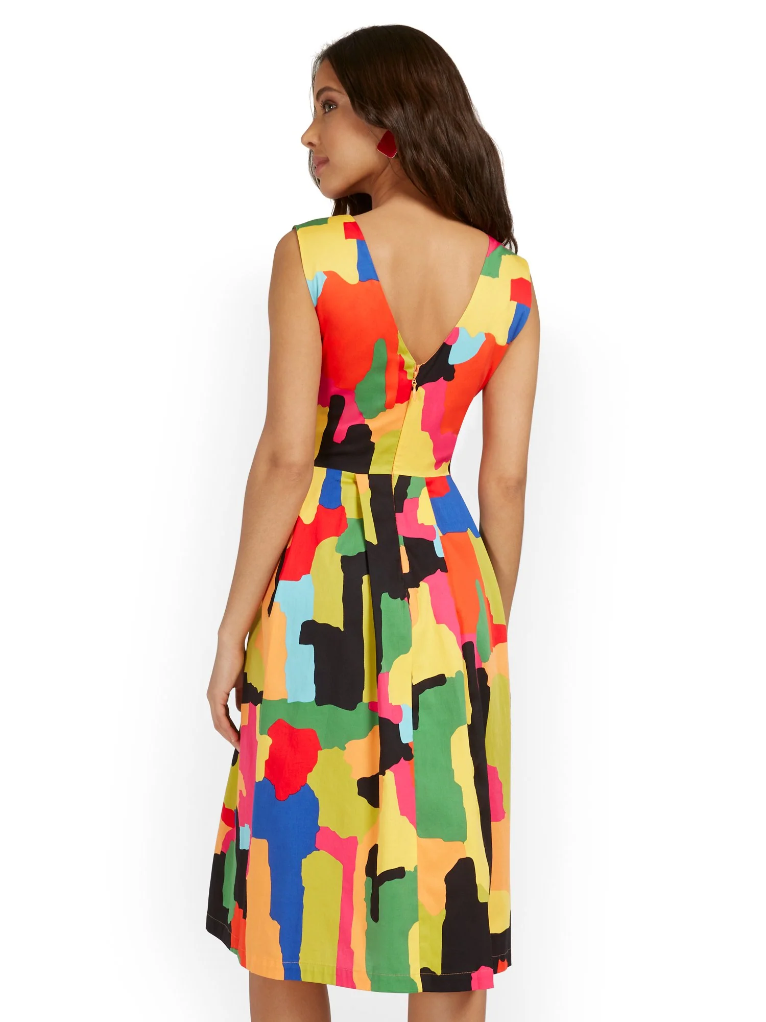 Printed V-Neck Side-Tie Dress - Image 3