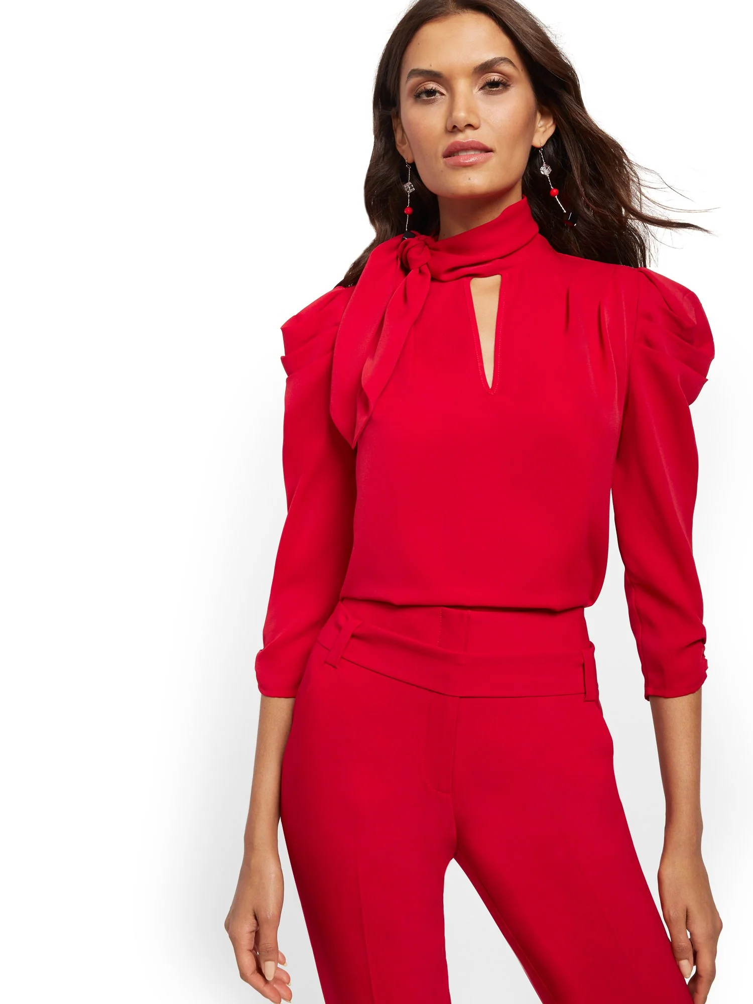 Puff-Sleeve Bow Blouse - 7th Avenue - Image 2