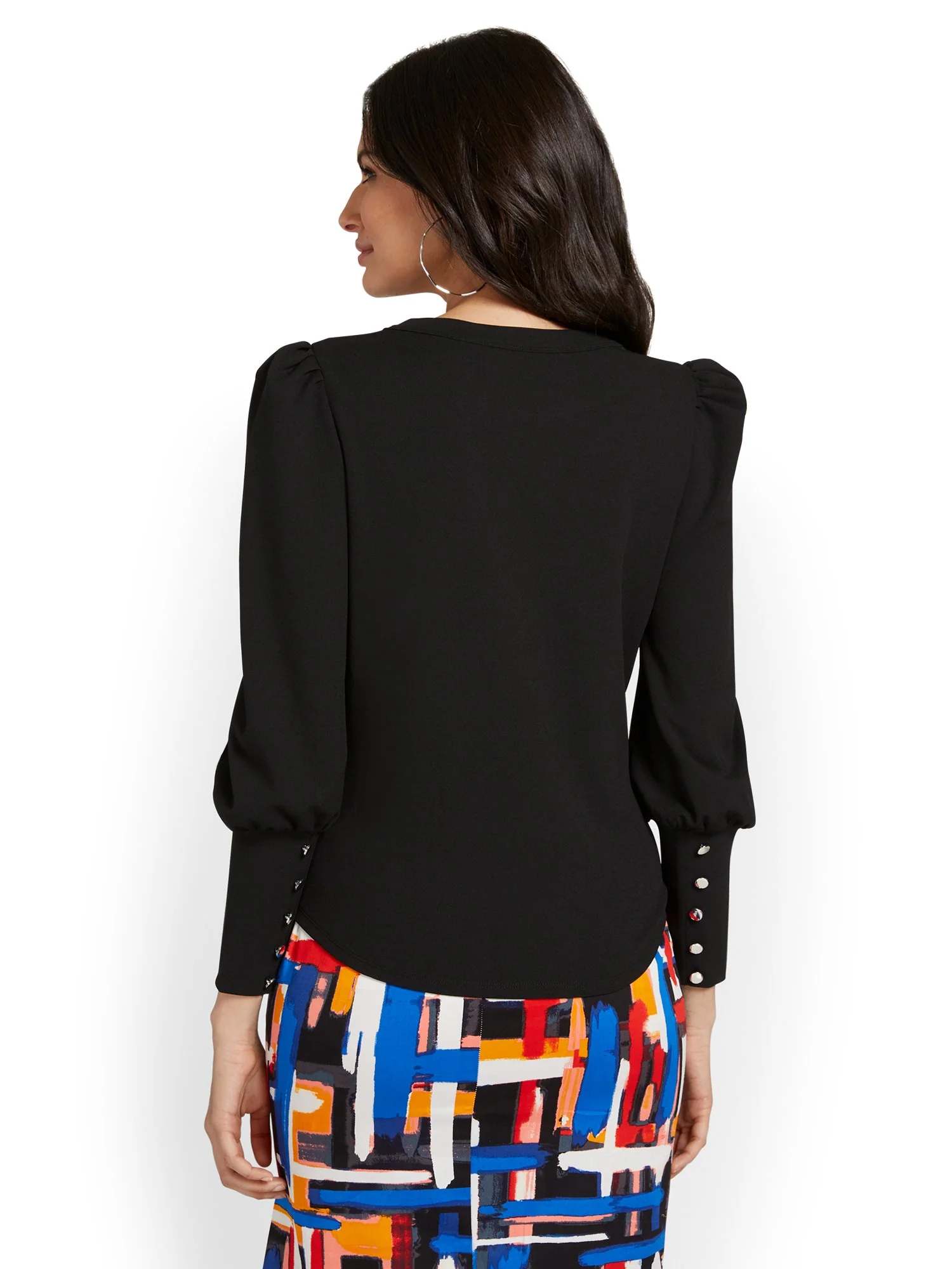 Puff-Sleeve Knit Top - Image 3