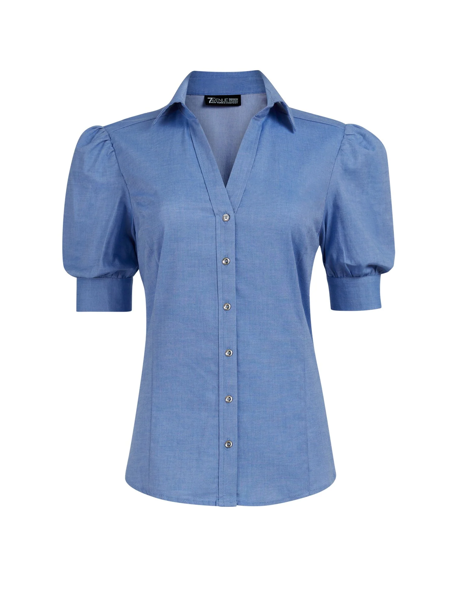 Puff-Sleeve Madison Stretch Shirt - Secret Snap - 7th Avenue - Image 2