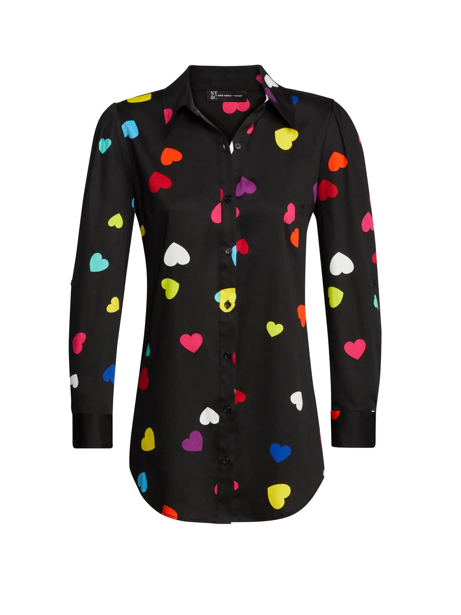 Puff-Sleeve Madison Tunic Shirt - Heart-Print - Image 3