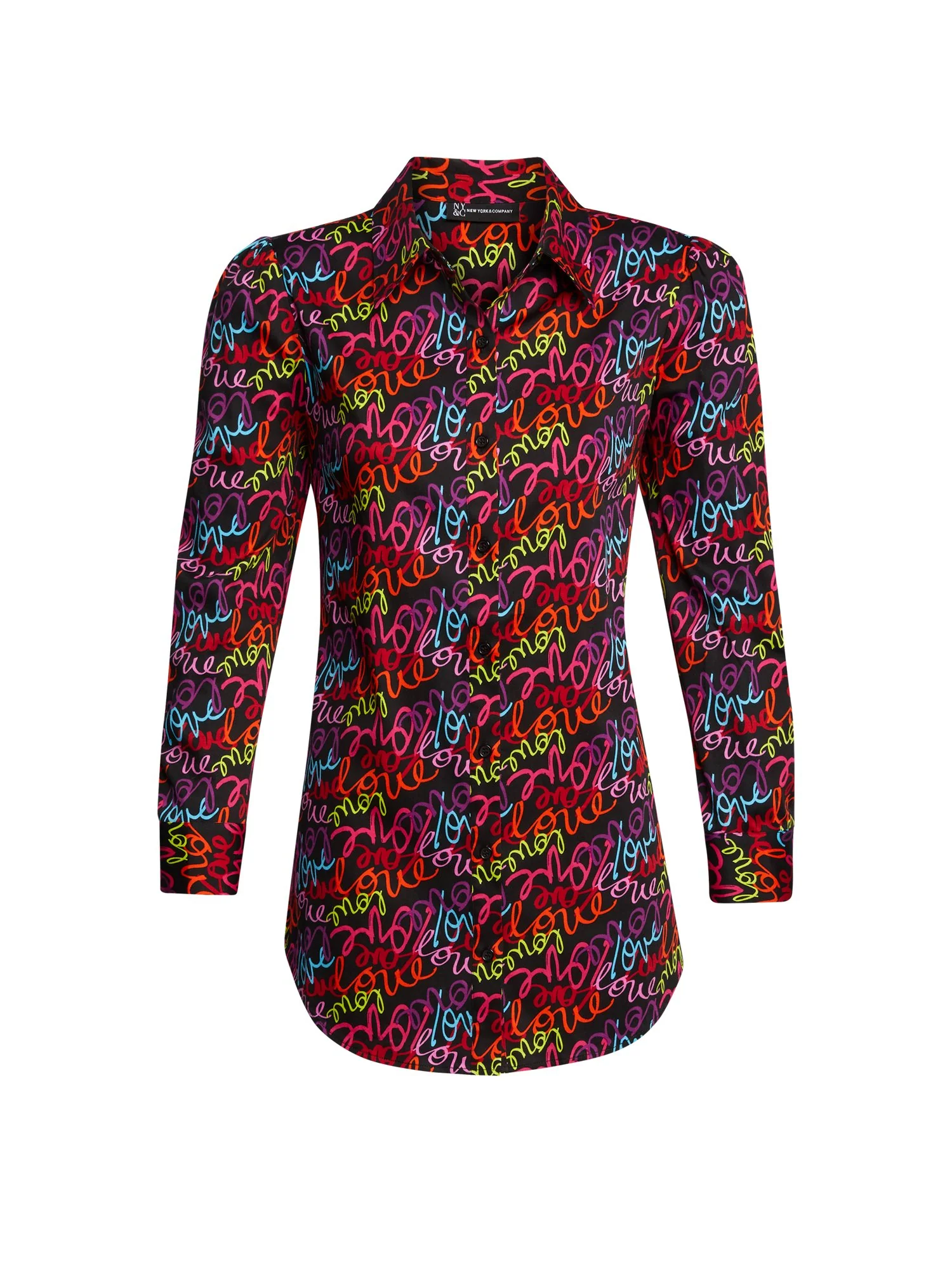 Puff-Sleeve Madison Tunic Shirt - Love-Print - Image 4