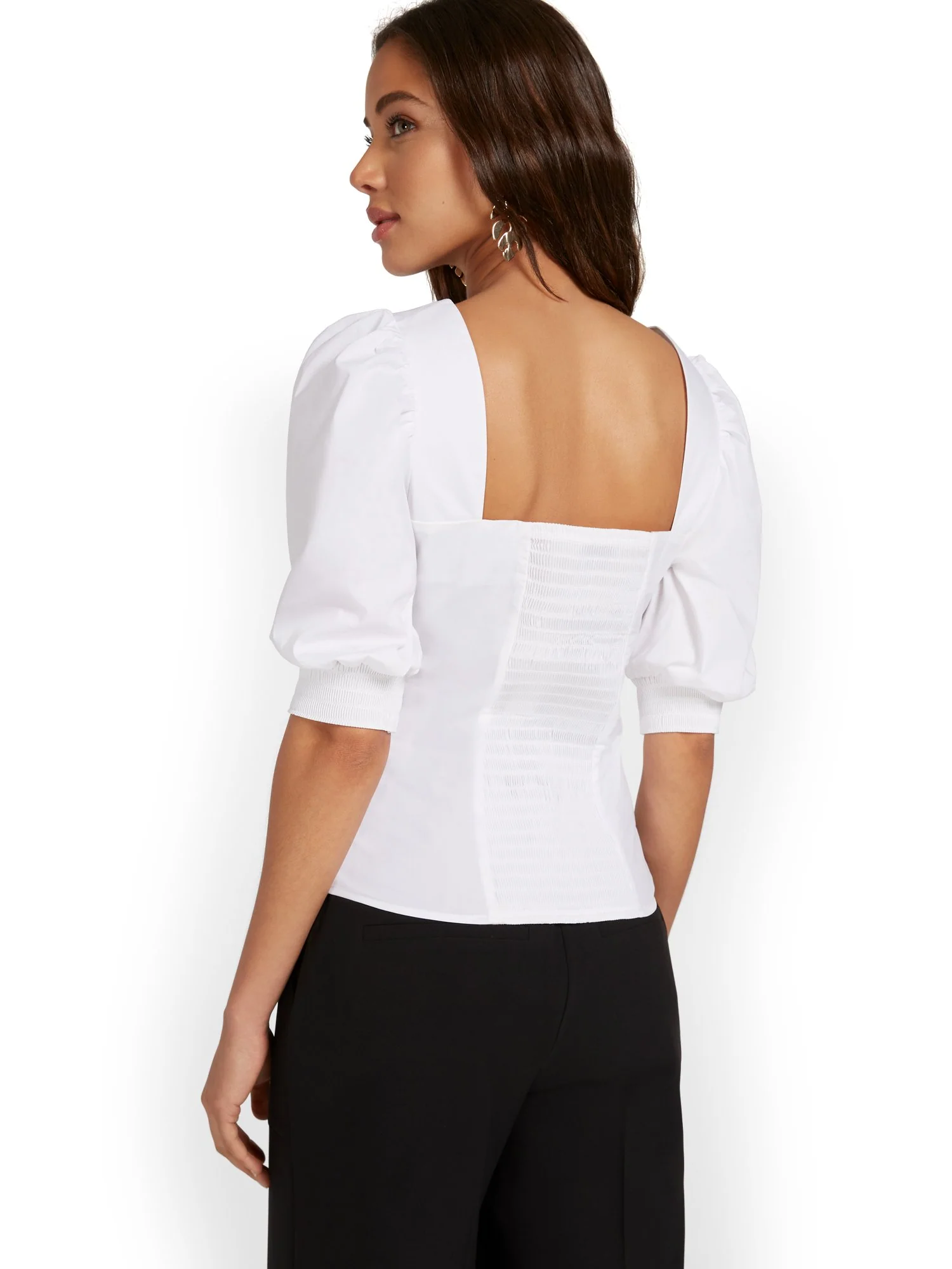 Puff-Sleeve Poplin Shirt - Image 3