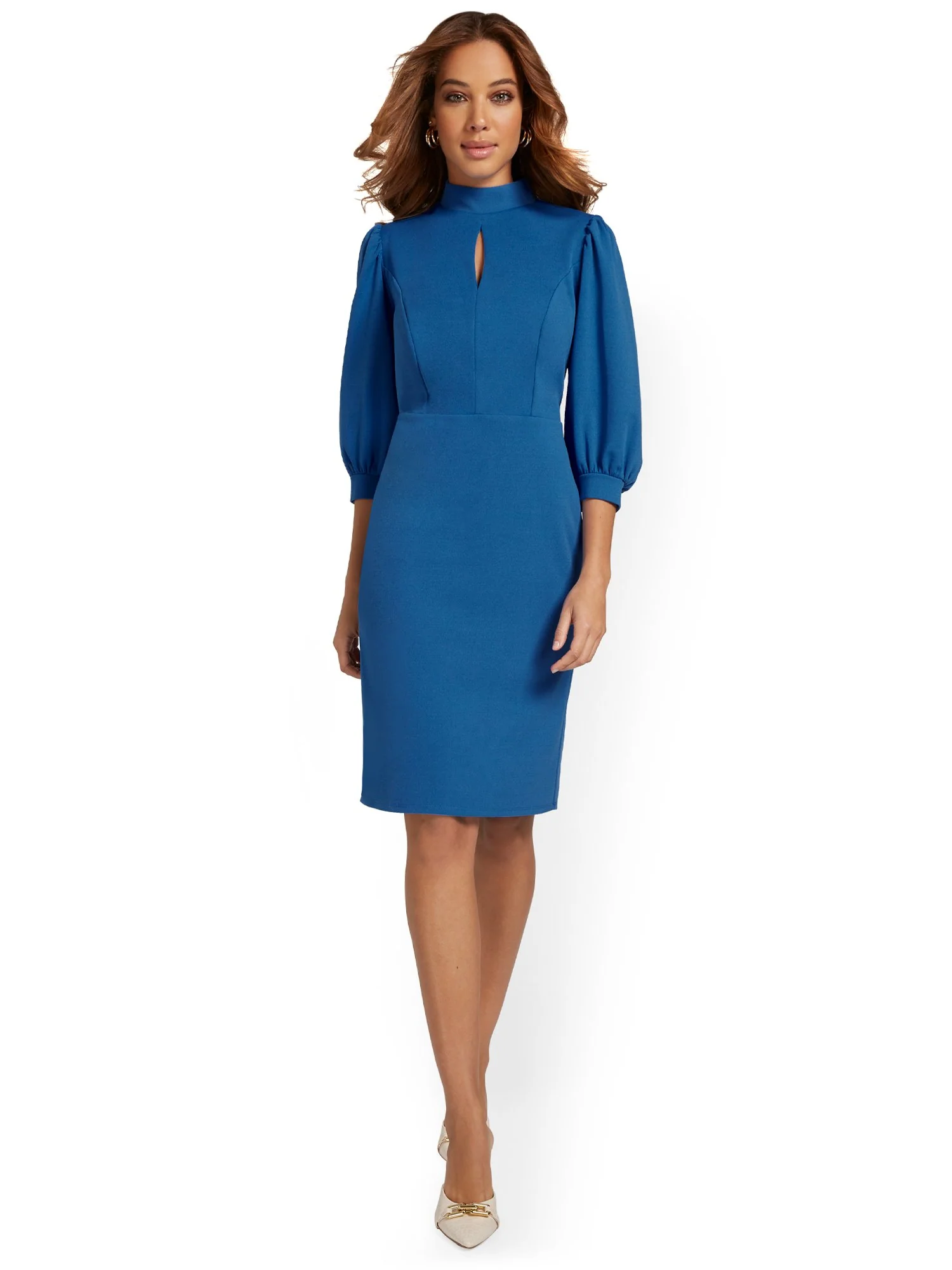 Puff-Sleeve Sheath Dress - Magic Crepe® - Image 4