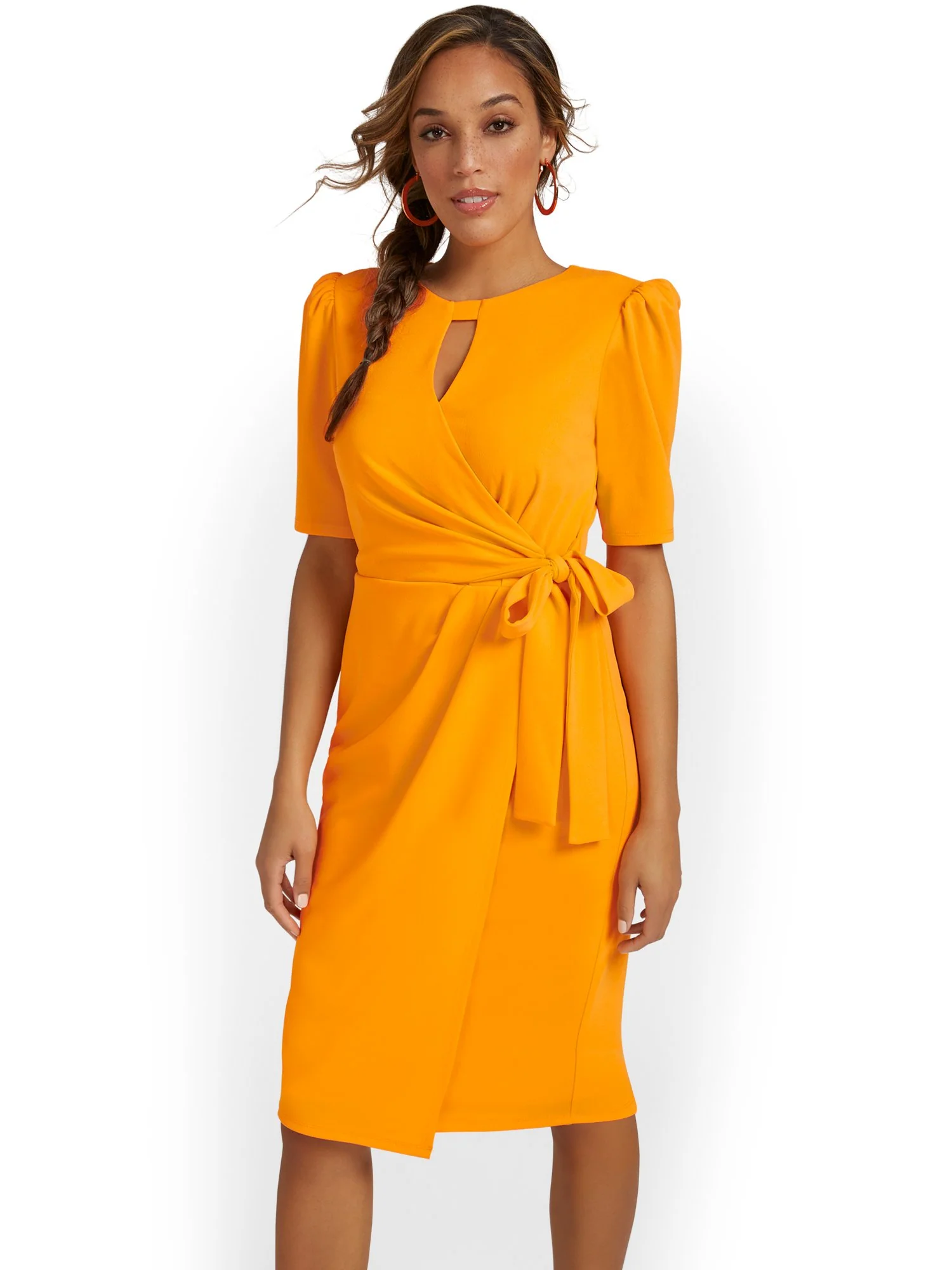Puff-Sleeve Sheath Dress - Magic Crepe® - Image 11