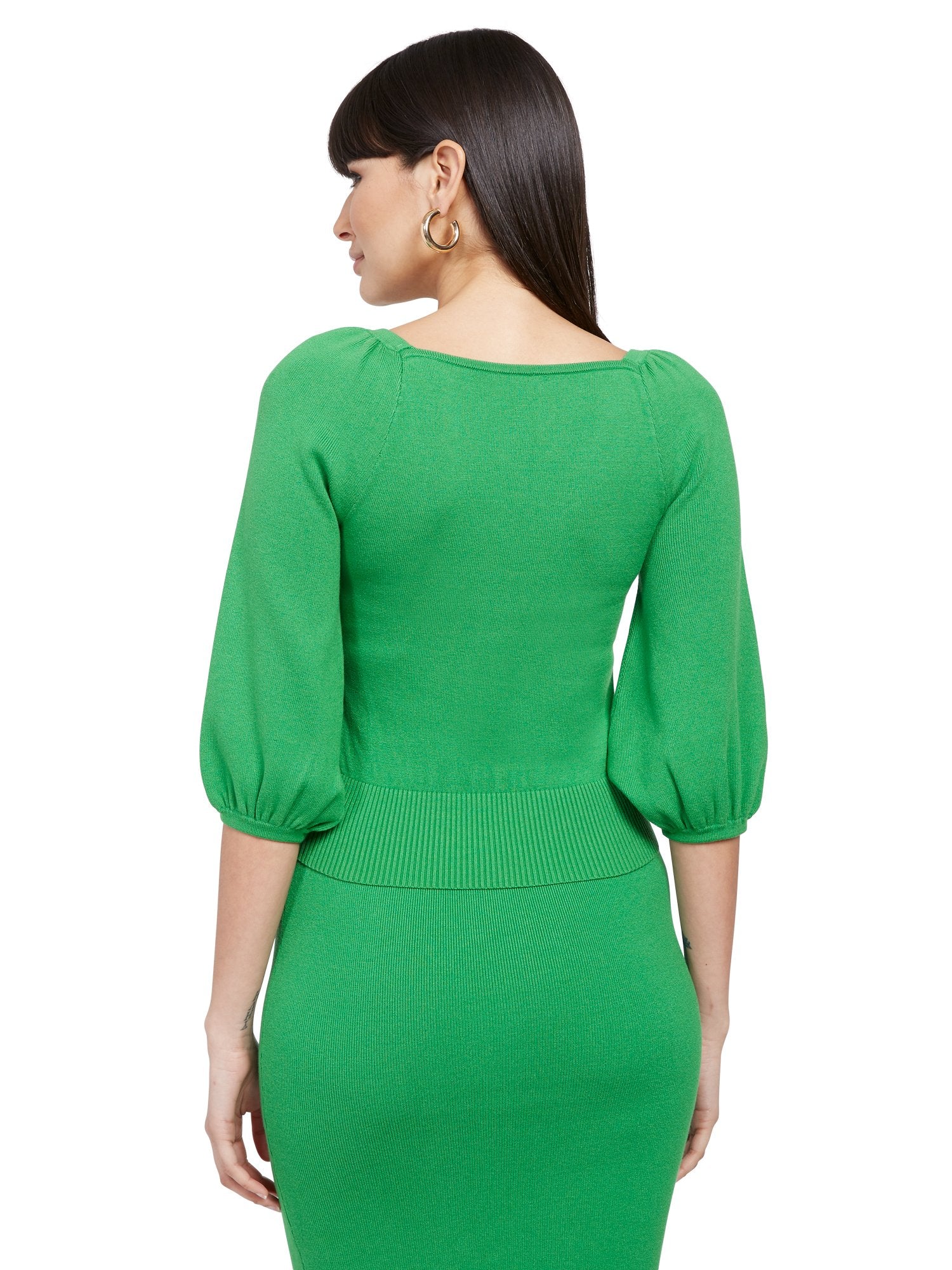 Puff-Sleeve Surplice Sweater - 7th Avenue - Image 3