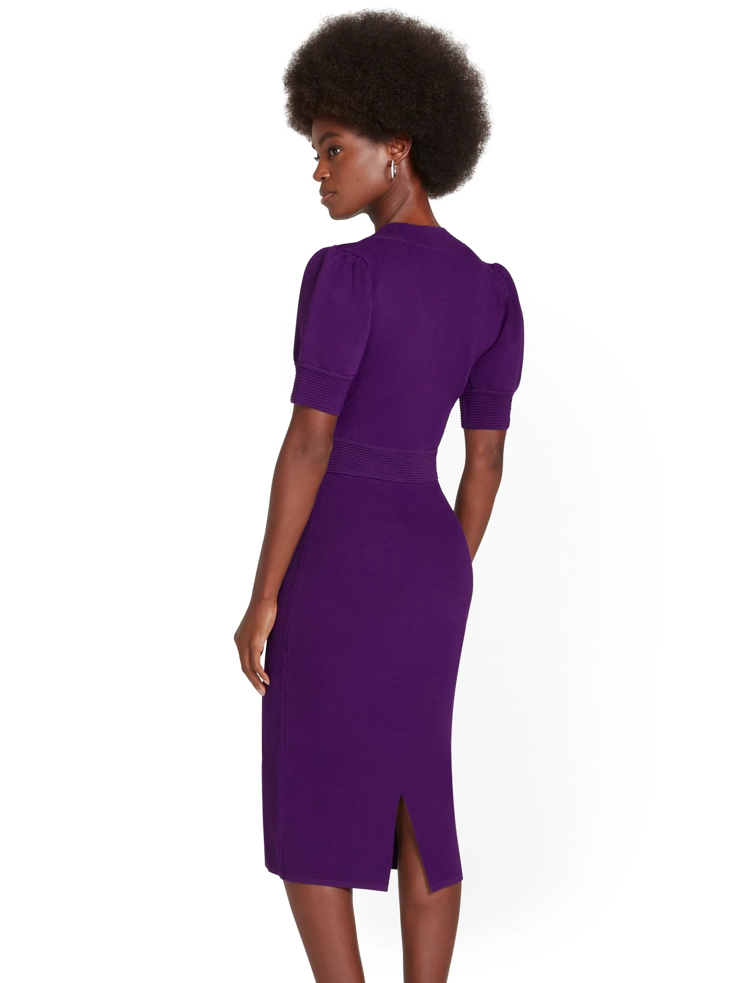 Puff-Sleeve Sweater Dress - Image 3
