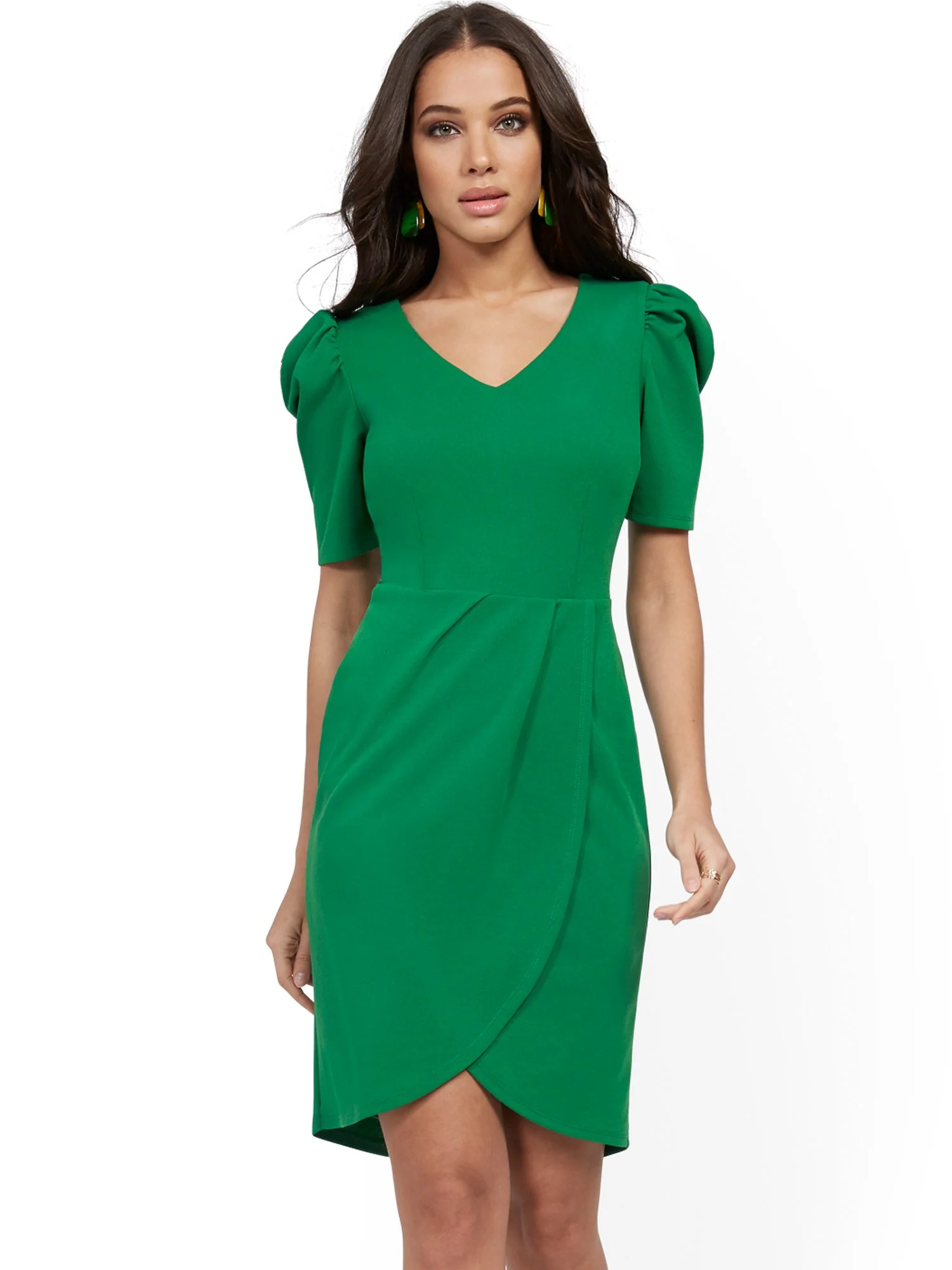 Puff-Sleeve Tulip-Hem Sheath Dress - Magic Crepe® - Image 7