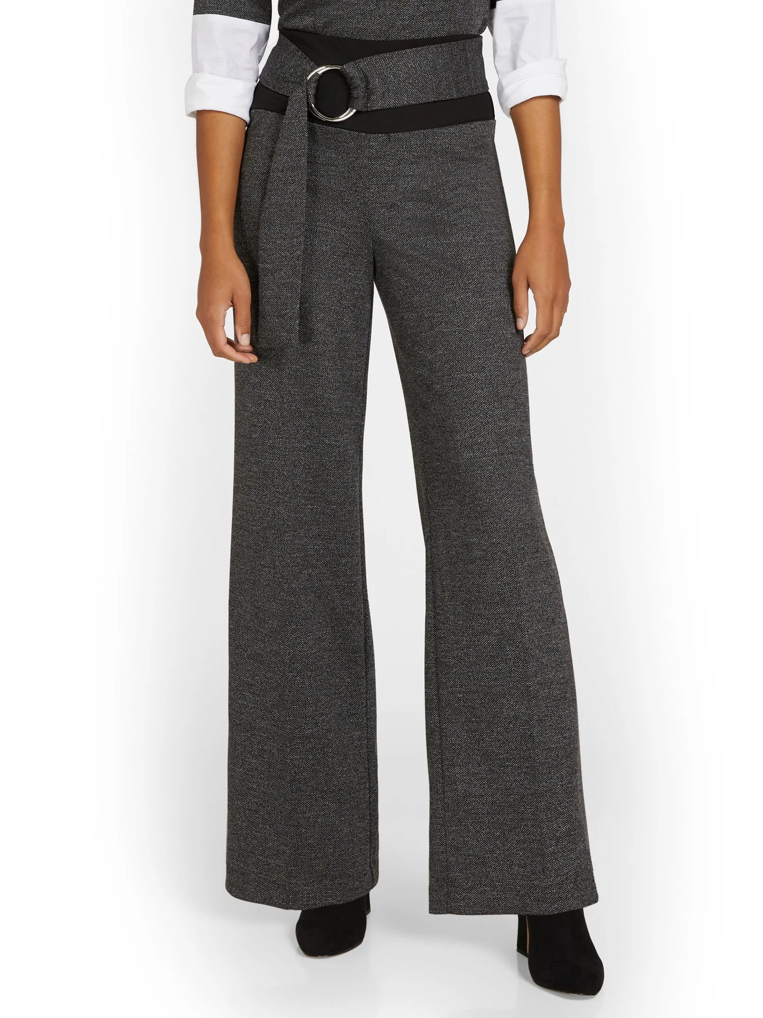 Pull-On Belted Wide-Leg Tweed Ponte Pant - Superflex - Image 2