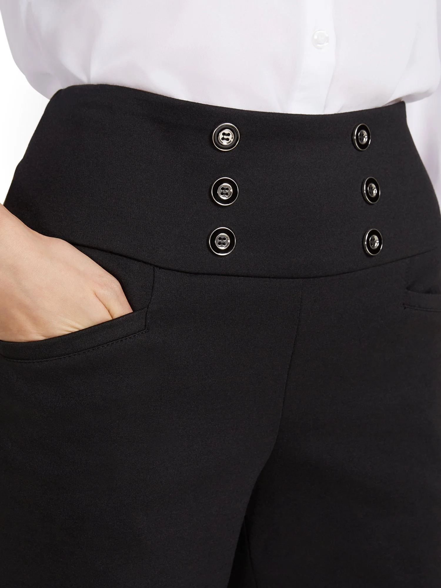 Pull-On Button-Front Bootcut Ponte Pant - Superflex - Image 4