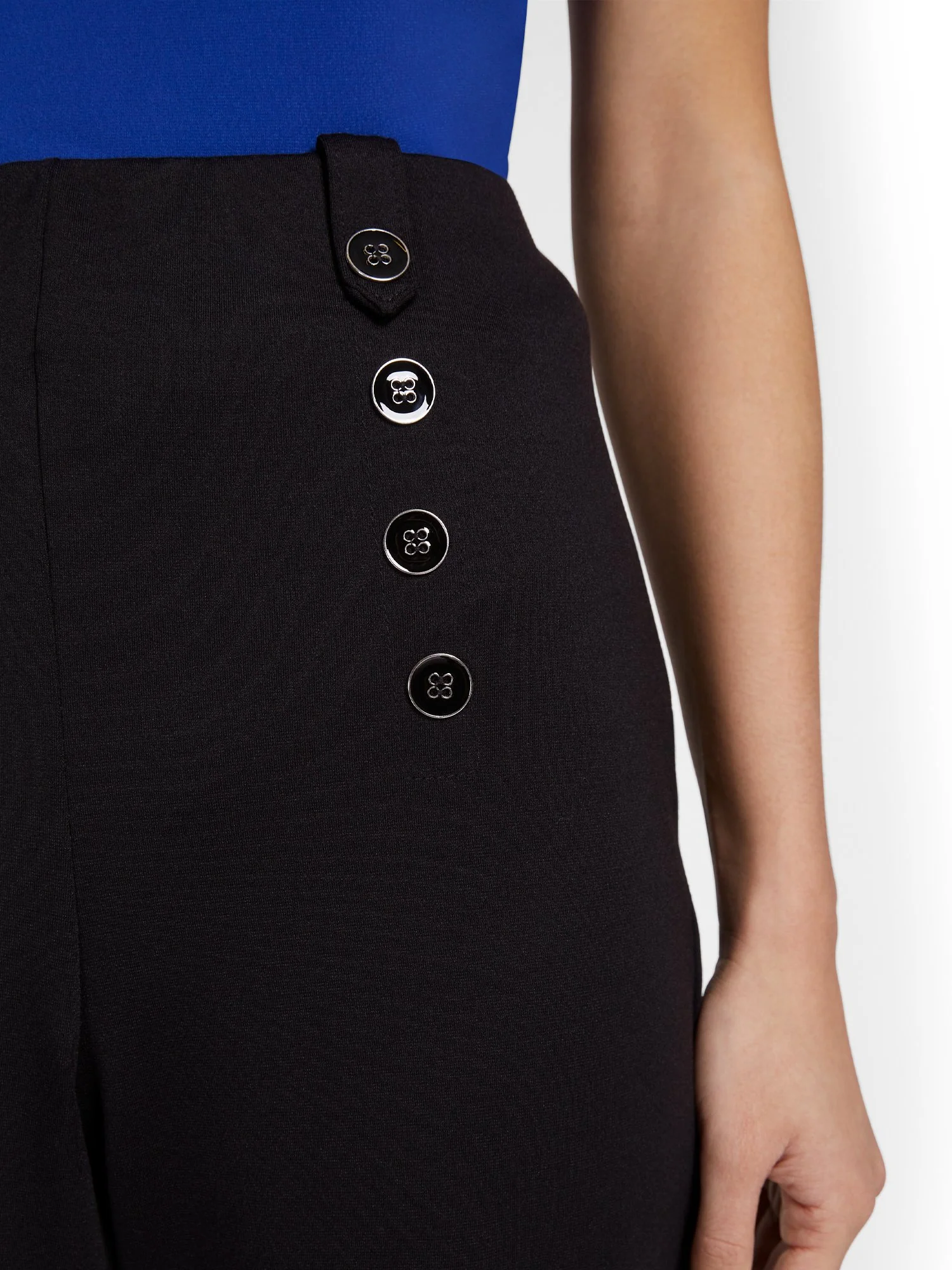 Pull-On Button-Front Wide-Leg Ponte Pant - Superflex - Image 4