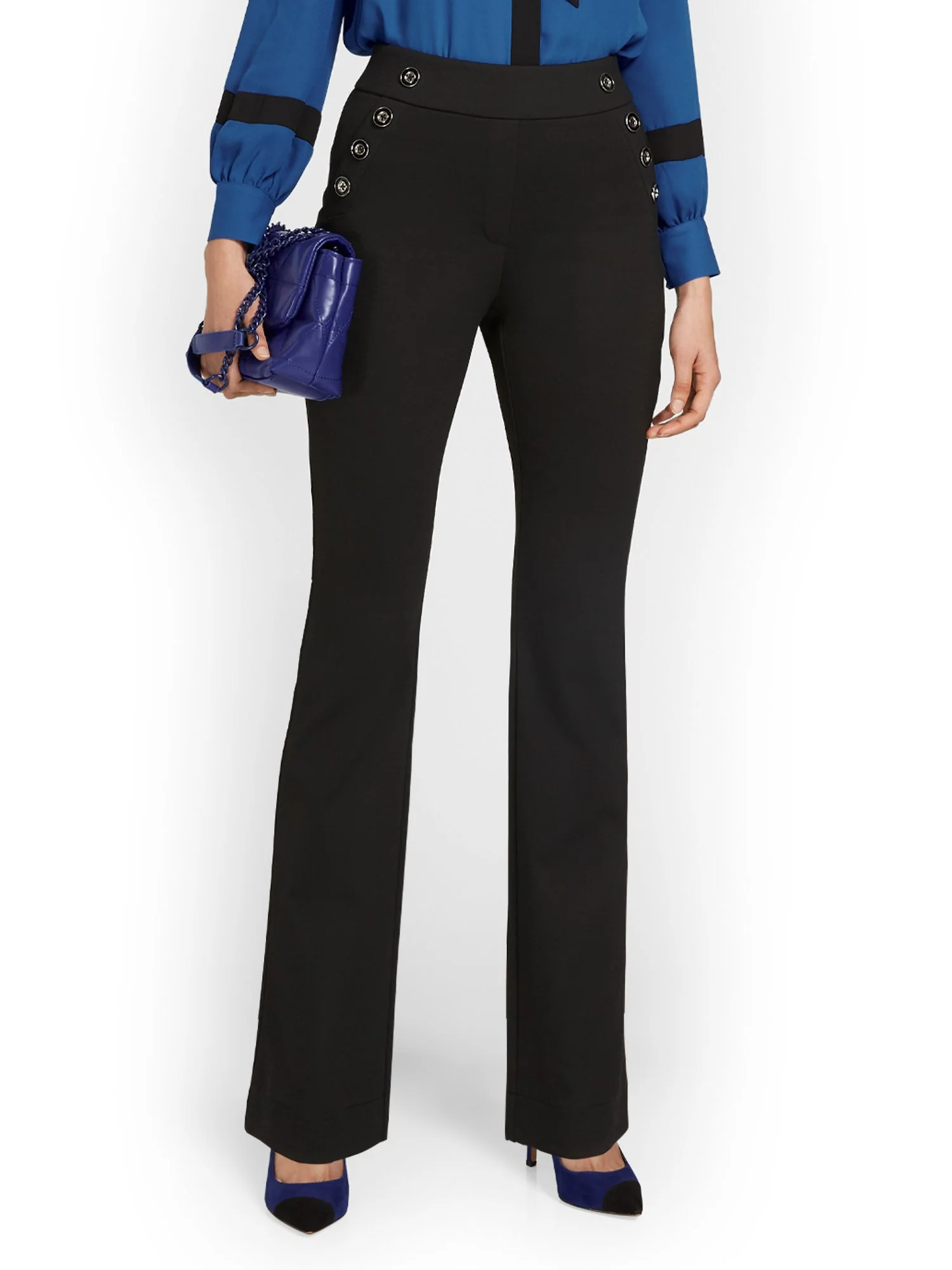 Pull-On Button-Pocket Bootcut Ponte Pant - Superflex