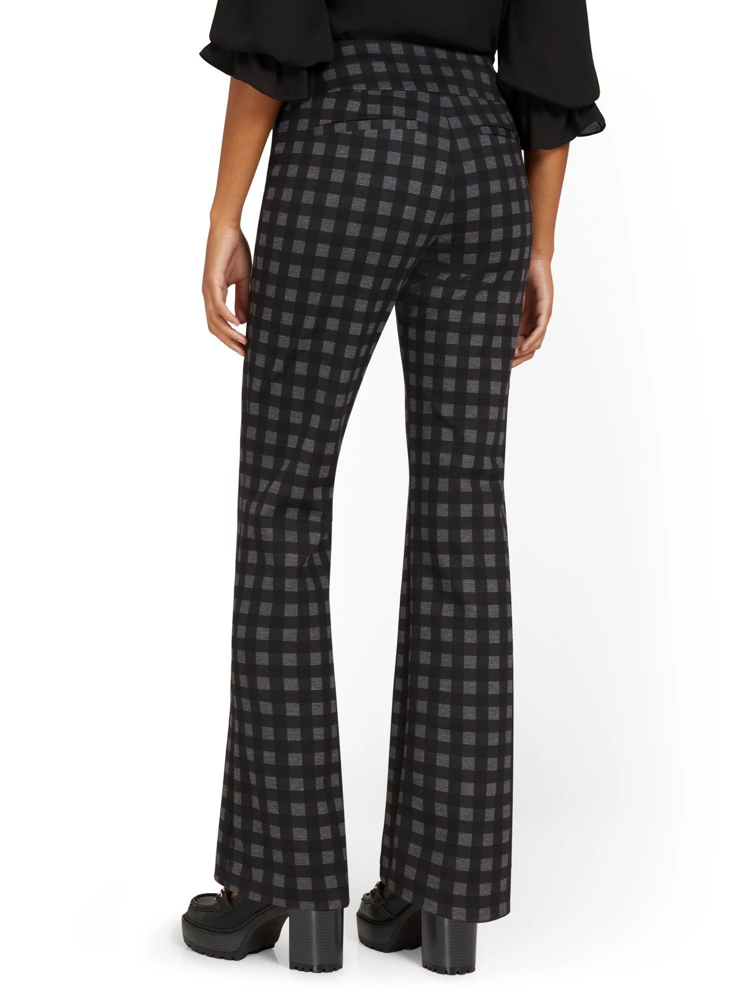 Pull-On Check-Print Bootcut Ponte Pant - Superflex - Image 3