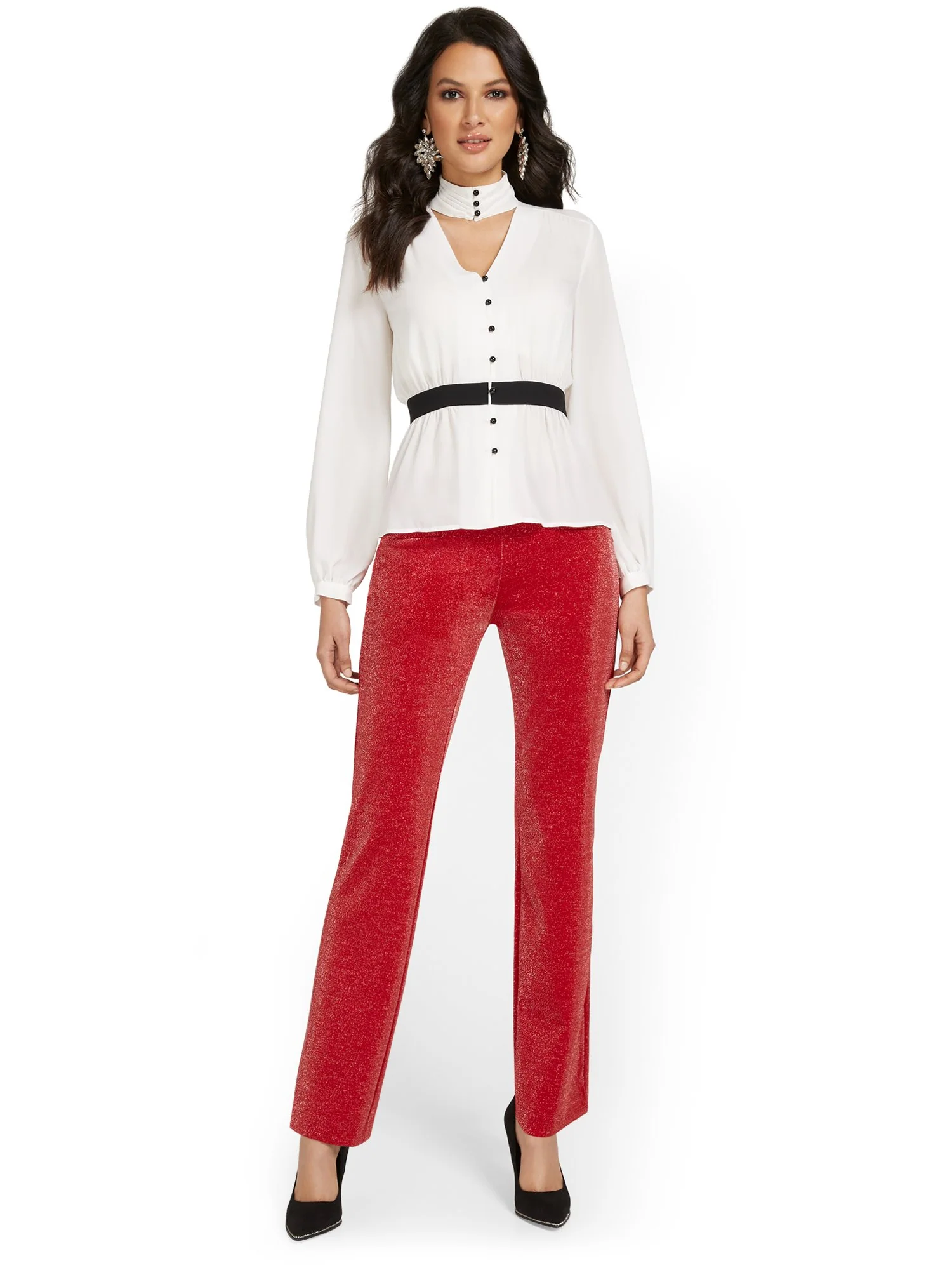 Pull-On Glitter Straight-Leg Ponte Pant - Superflex - Image 4
