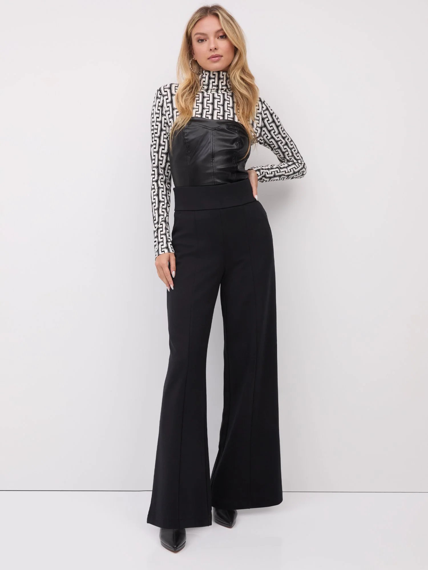 Pull-On High-Rise Flared Wide-Leg Ponte Pant - Superflex - Image 2