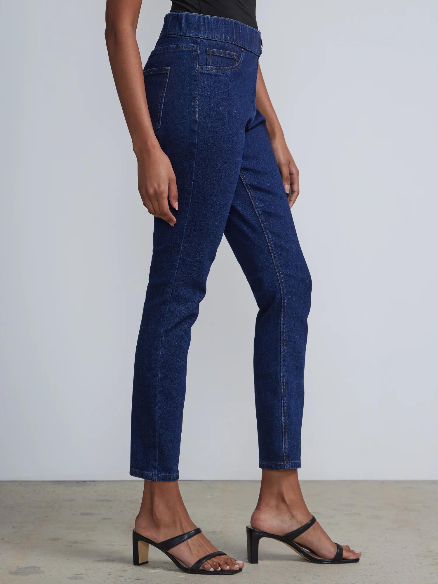 Pull-On High-Waisted Skinny Jeans - Dark Wash - Image 2