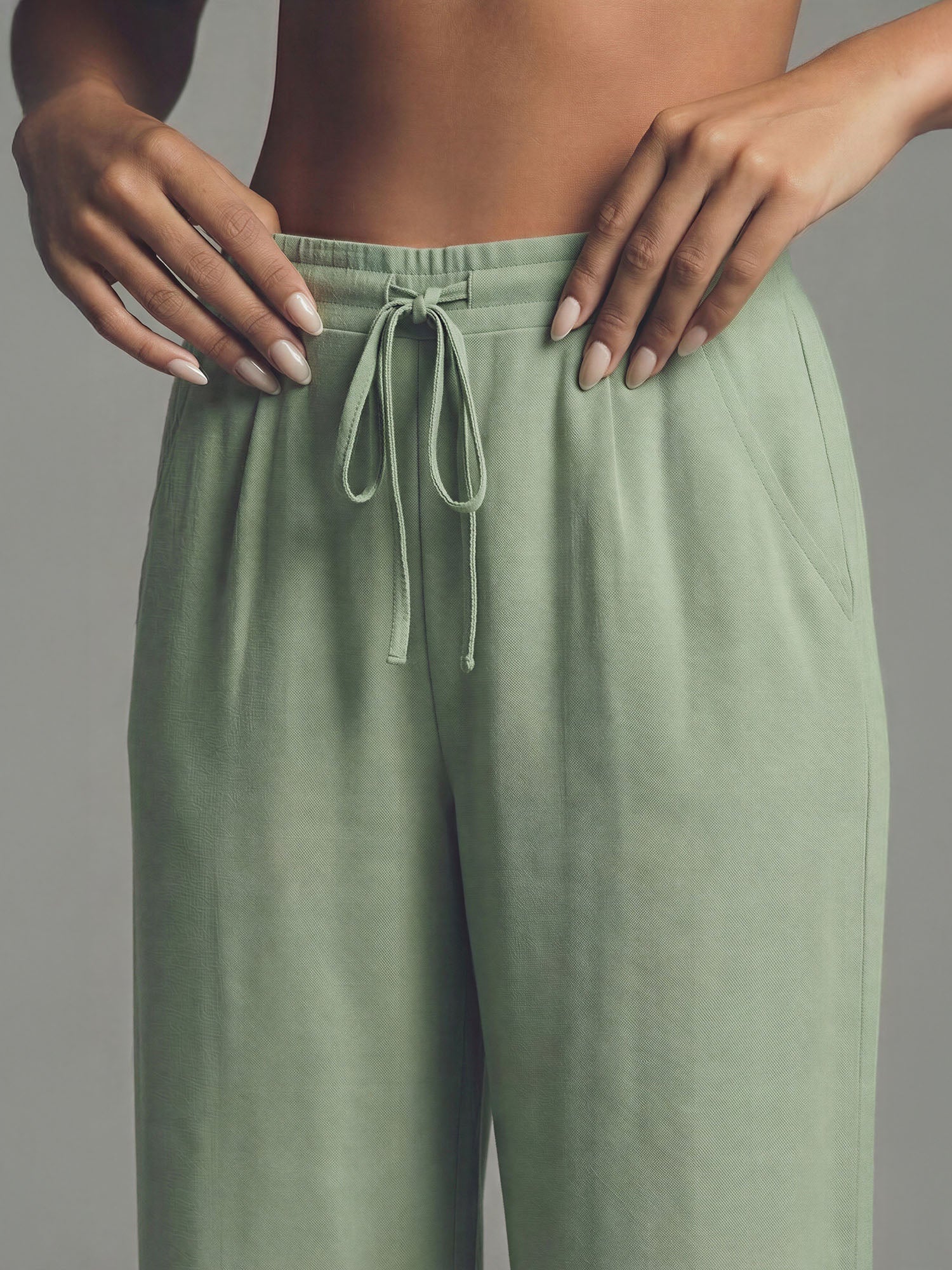 Pull On Linen Pleated Front Wide Leg Pant - Image 3