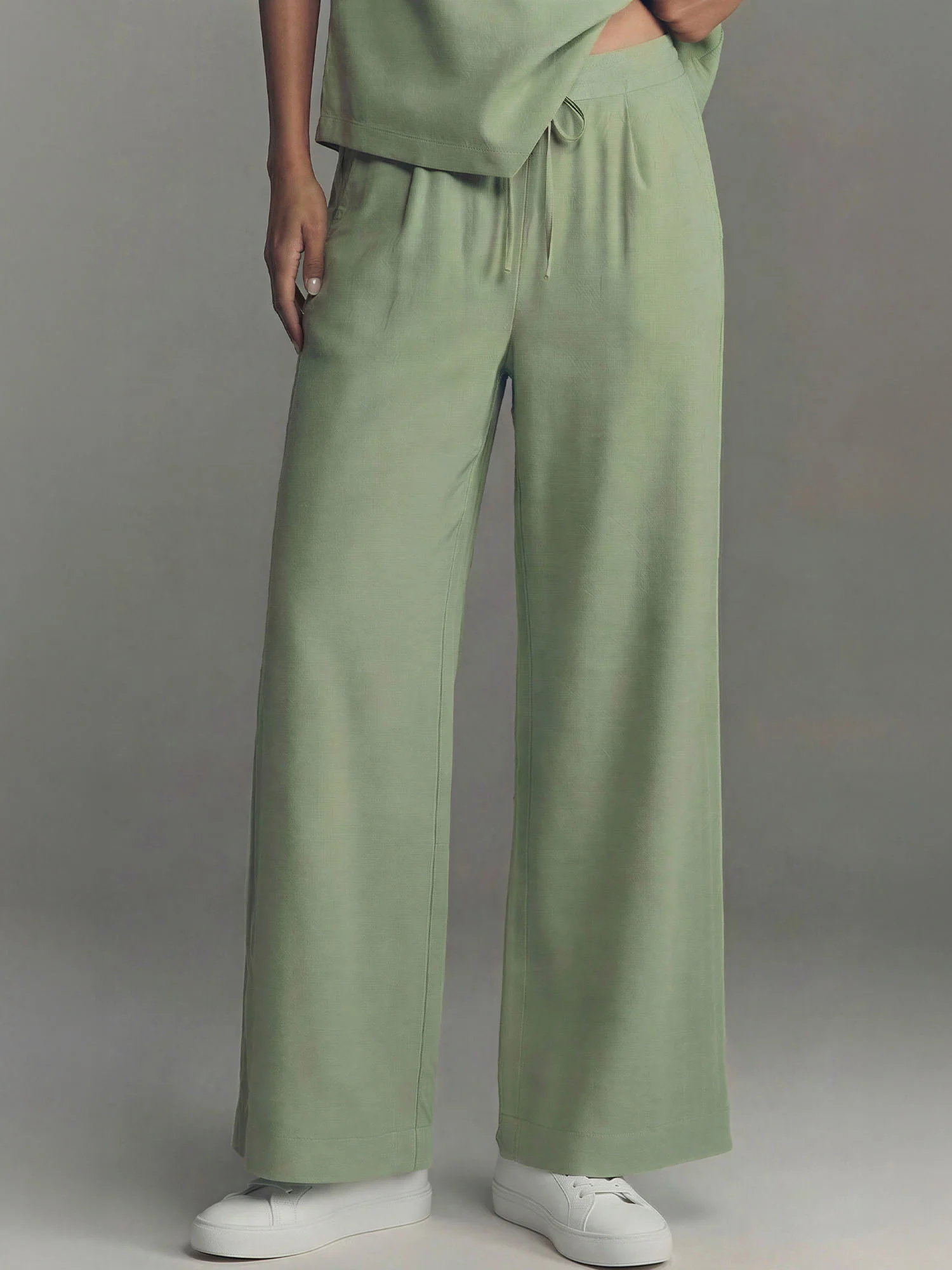 Pull On Linen Pleated Front Wide Leg Pant - Image 4