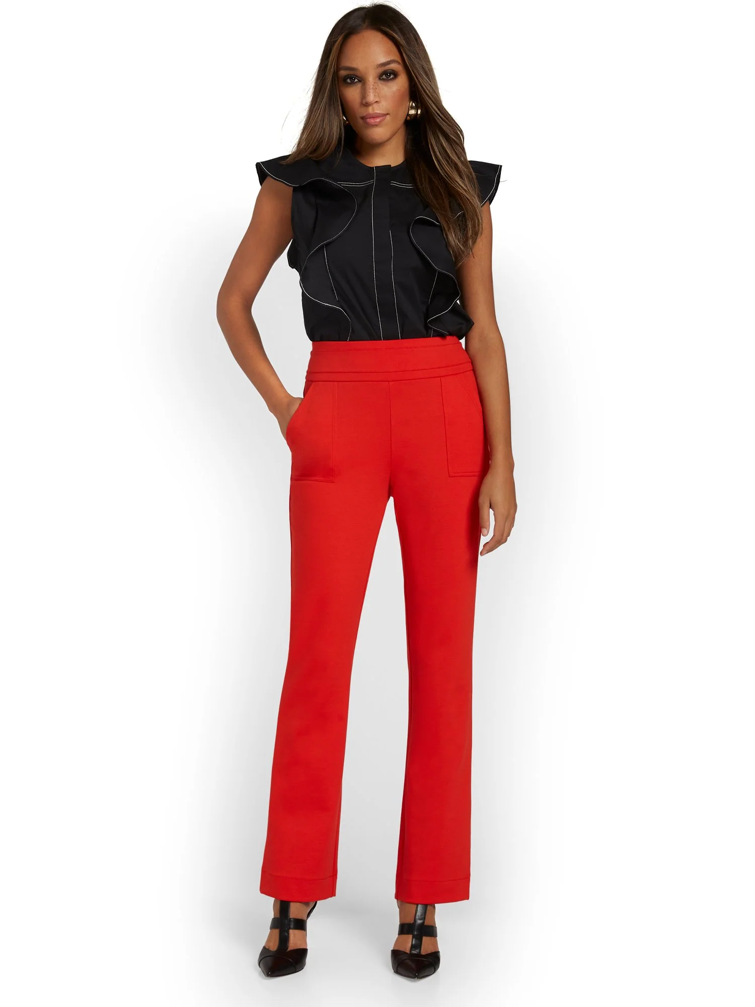 Pull-On Patch-Pocket Bootcut Ponte Pant - Superflex - Image 8