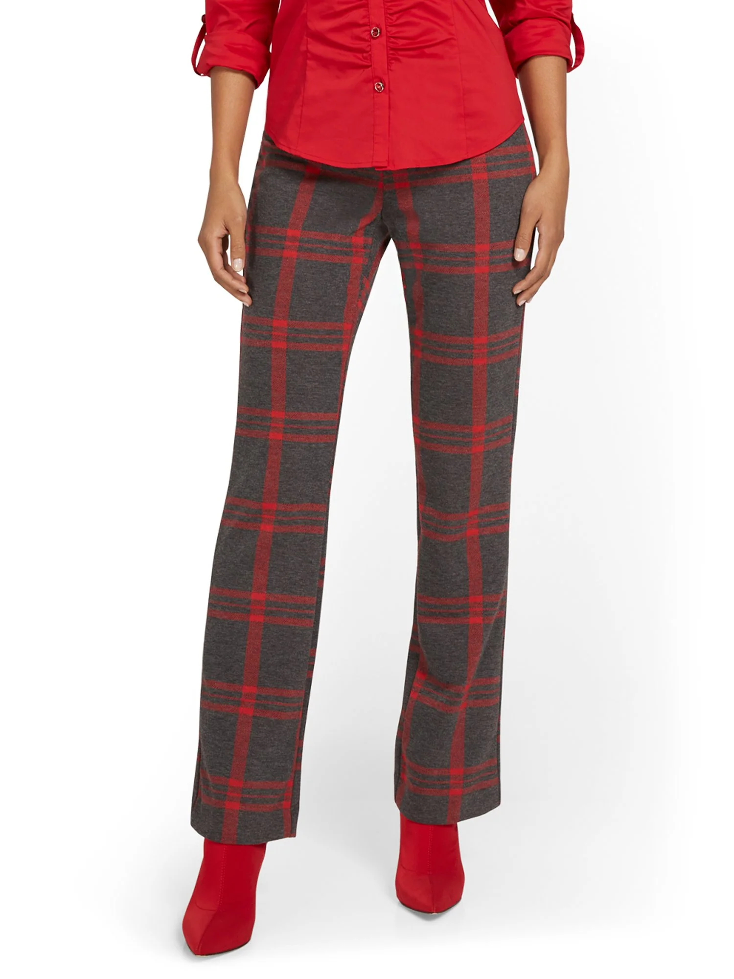 Pull-On Plaid Bootcut Ponte Pant - Superflex - Image 2