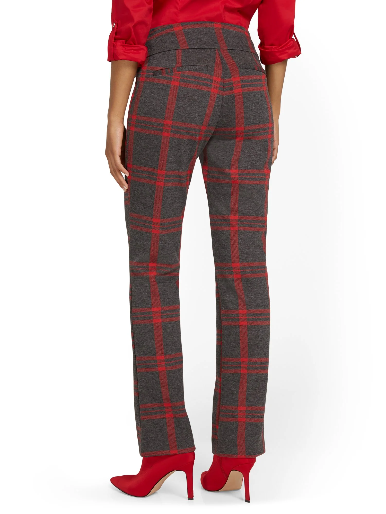 Pull-On Plaid Bootcut Ponte Pant - Superflex - Image 3