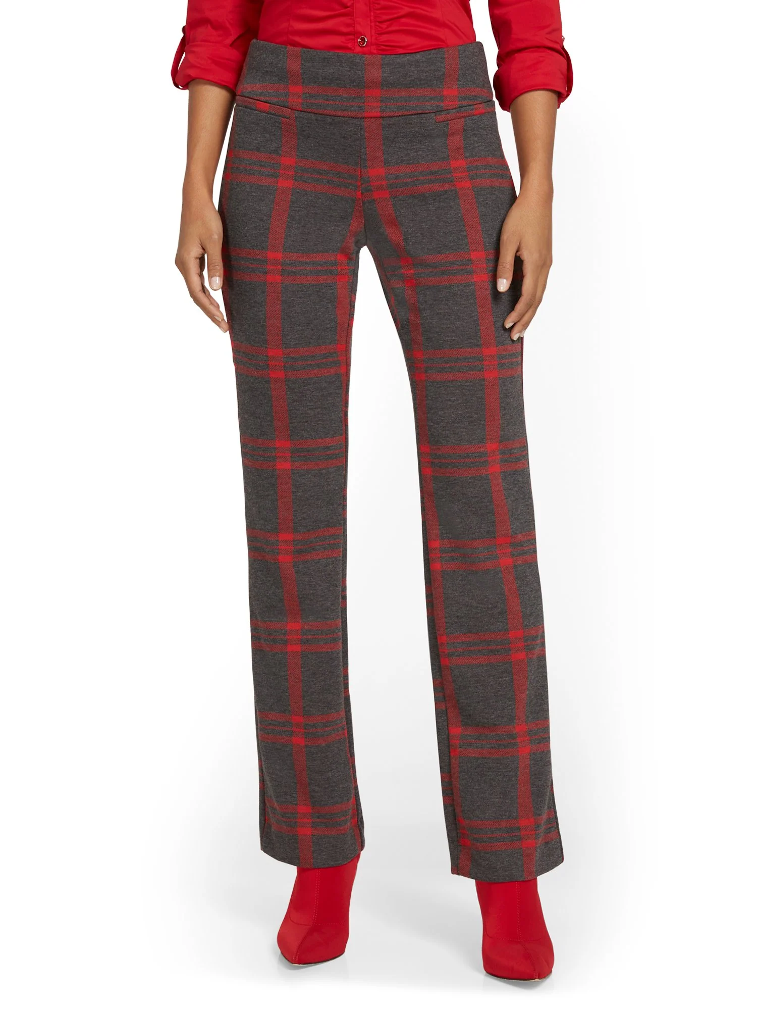 Pull-On Plaid Bootcut Ponte Pant - Superflex - Image 5