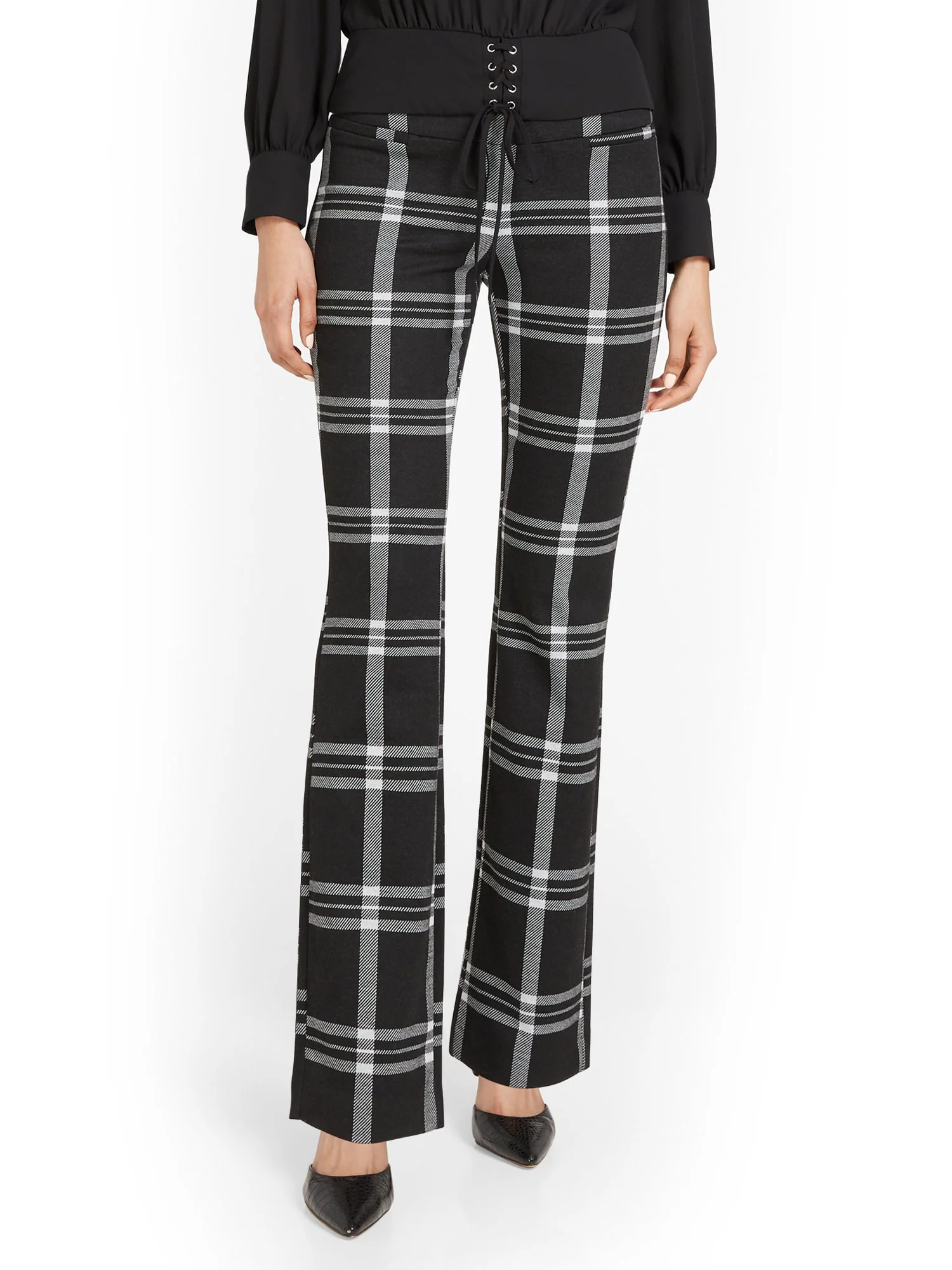 Pull-On Plaid Bootcut Ponte Pant - Superflex - Image 8