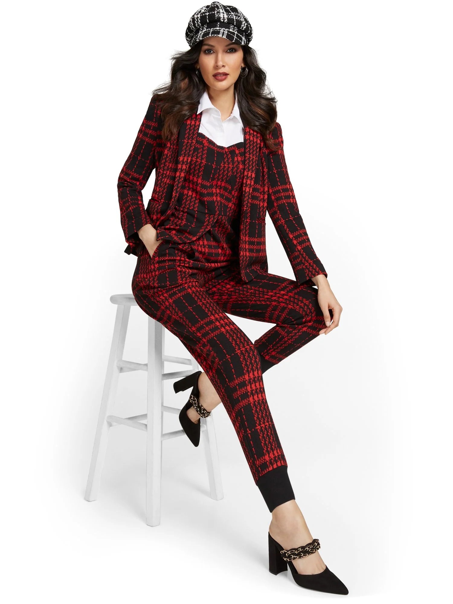 Pull-On Plaid Ponte Jogger Pant - Superflex