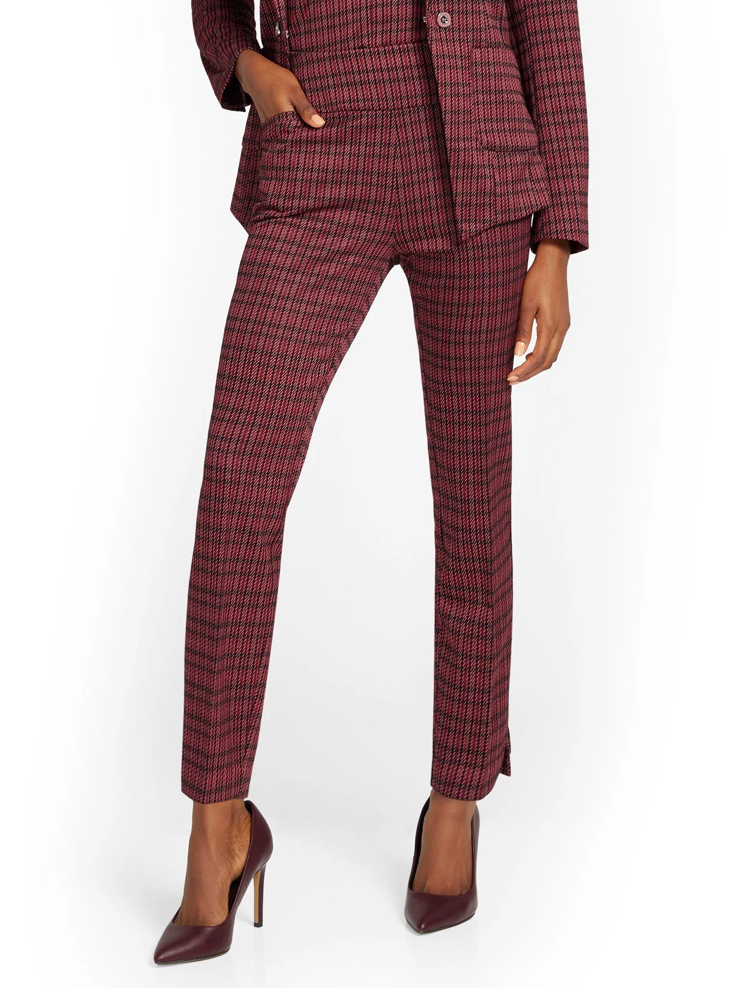 Pull-On Super High-Waisted Check-Print Ankle Legging - Superflex