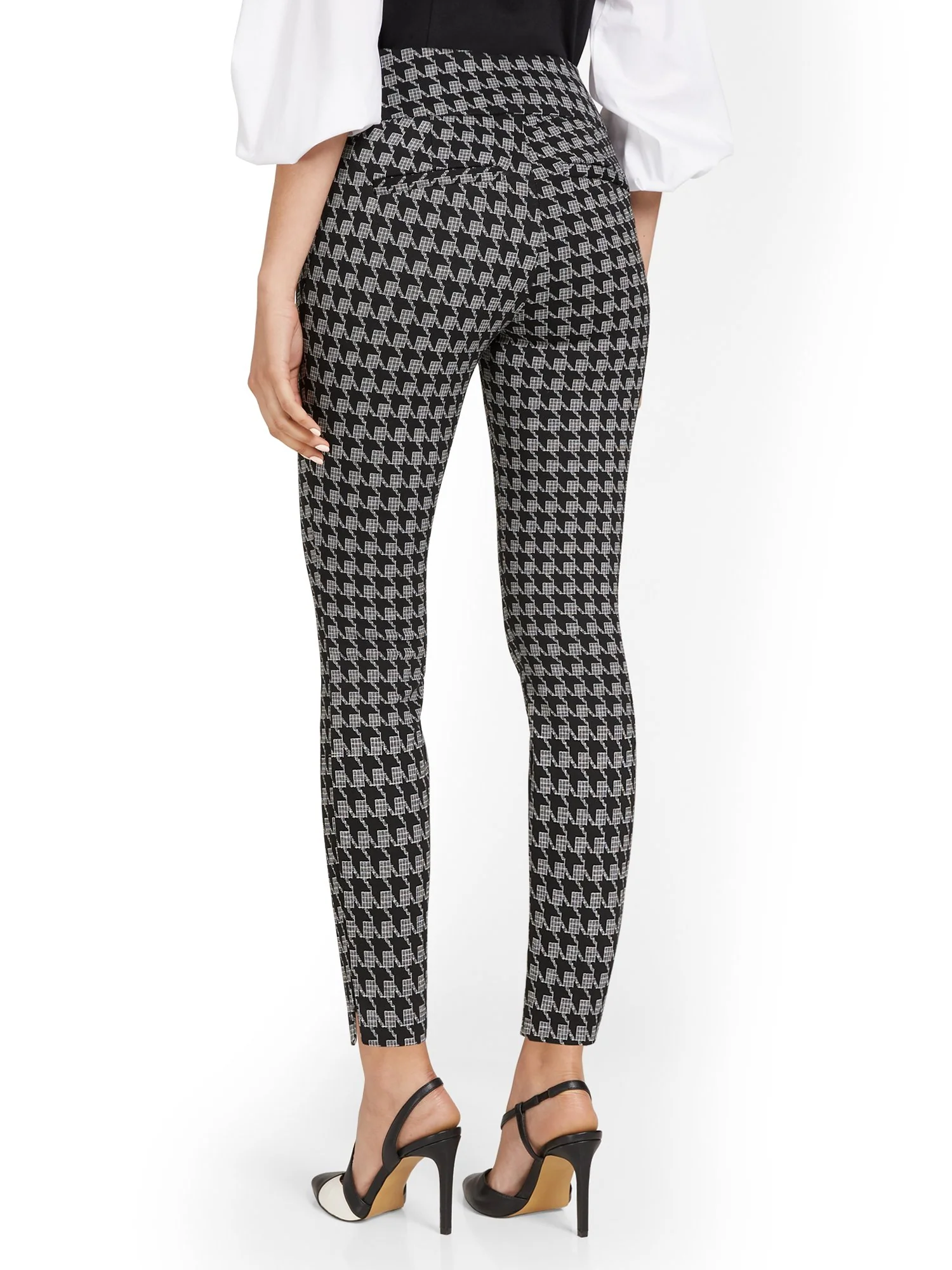 Pull-On Super High-Waisted Houndstooth Ankle Ponte Pant - Superflex - Image 3